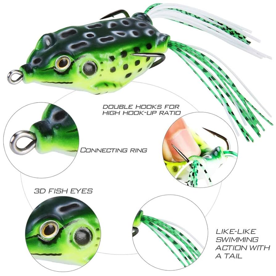 Goture Frog Lure 15Pcs,Top Water Bass Fishing Lures,Hollow Body Frogs For Bass Fishing,PVC Frog Fishing Lures With Tungsten Steel Fishing Hooks 8g 0.3oz For Freshwater Saltwater