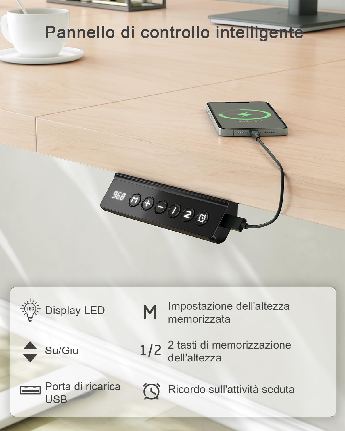 JUMMICO Scrivania Regolabile in Altezza, Scrivania Regolabile Elettrica con Smart Panel da caricatore USB, Scrivania in Piedi con Funzioni di Memoria, Standing Desk 160 x 70 cm, Beige