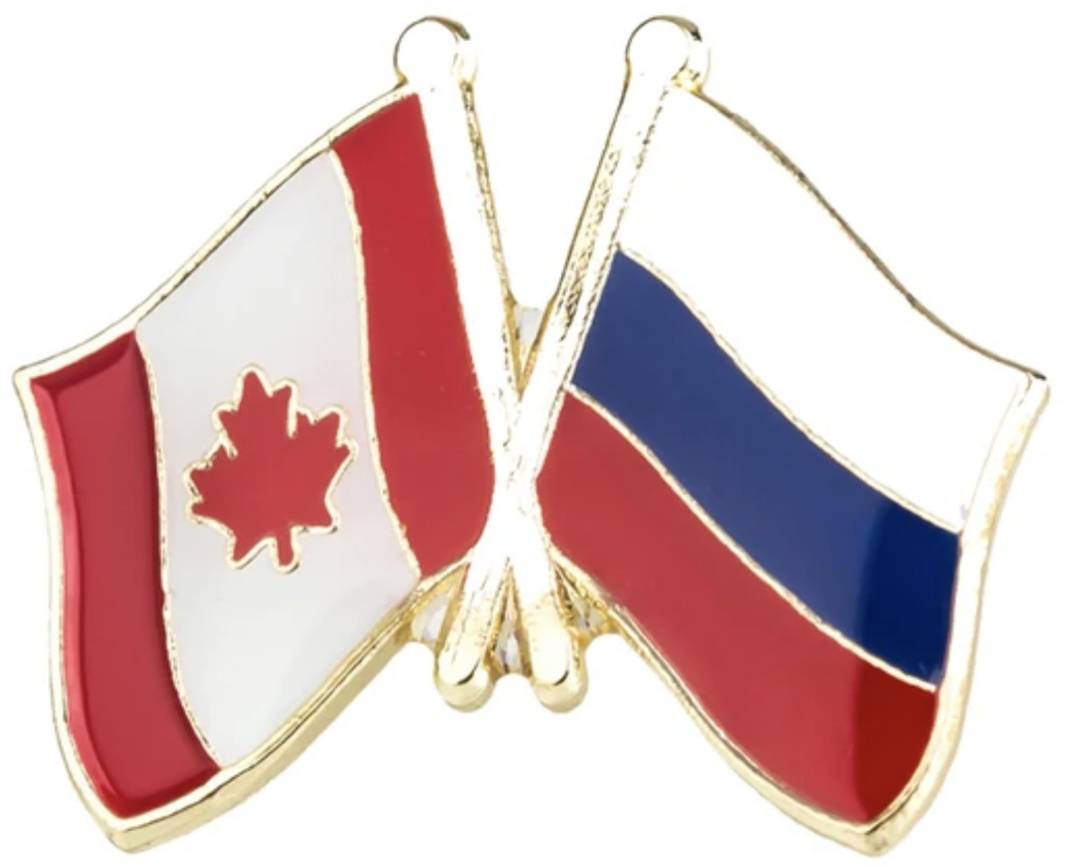 Canada Canadian National Flag Crossed Flags Friendship Love Alliance Allies 1" Enamel Pin
