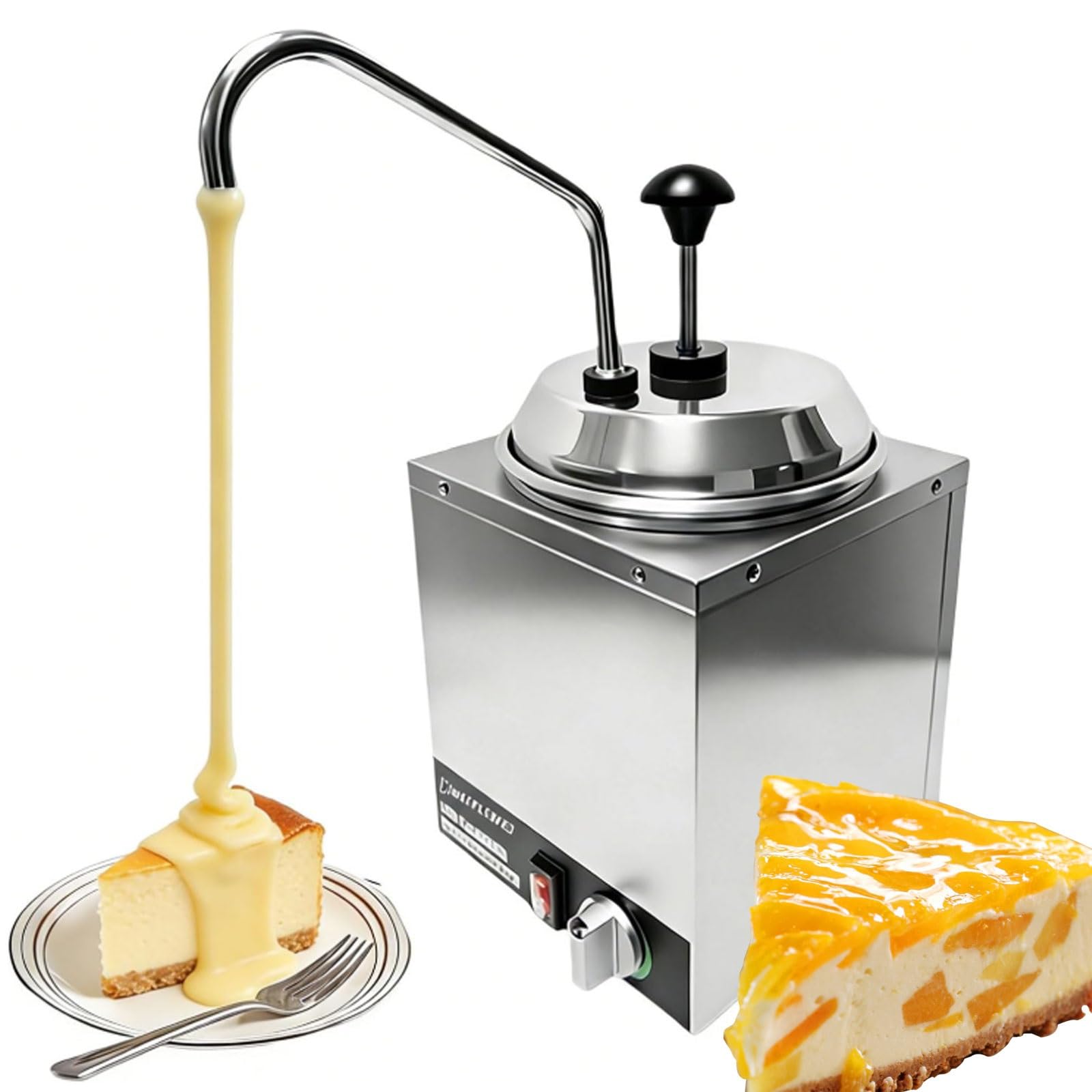 Dispensador De Queso Nacho Y Calentador De Caramelo Caliente, Calentador Comercial De Caramelo Caliente con Bomba, Ajuste De Temperatura De 30-85 ℃, For Buffet, Cocina, Cafetería(2L)