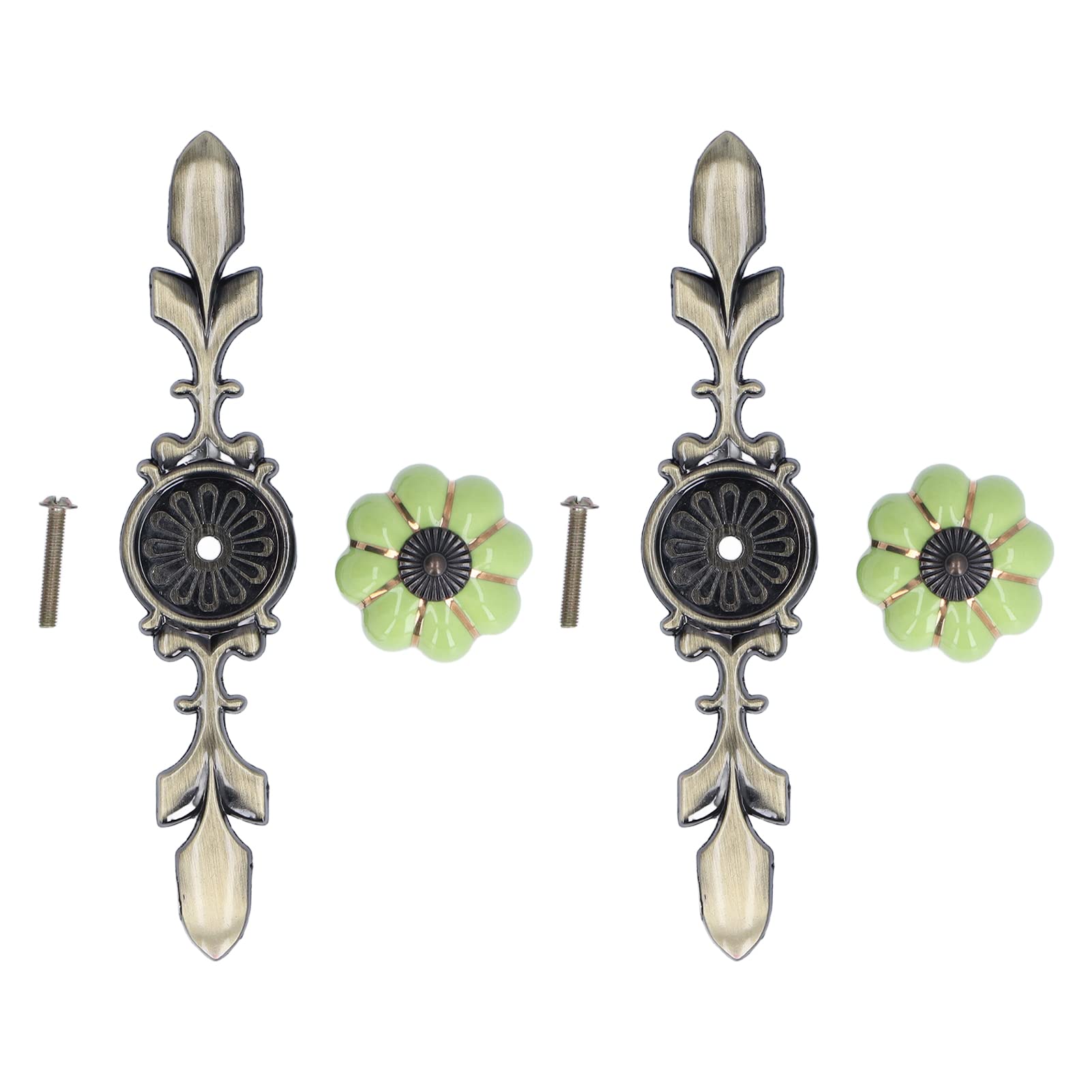 HelloCreate 2pcs/set Hand Painted Pumpkin Drawer Knobs Chinese Pal Style Ceramic Cabinet HandleGreen1 Hand Painted Pumpkin Drawer Knobs Ceramic Handles Ceramic Cup Door Knobs Hand Painted Pumpkin