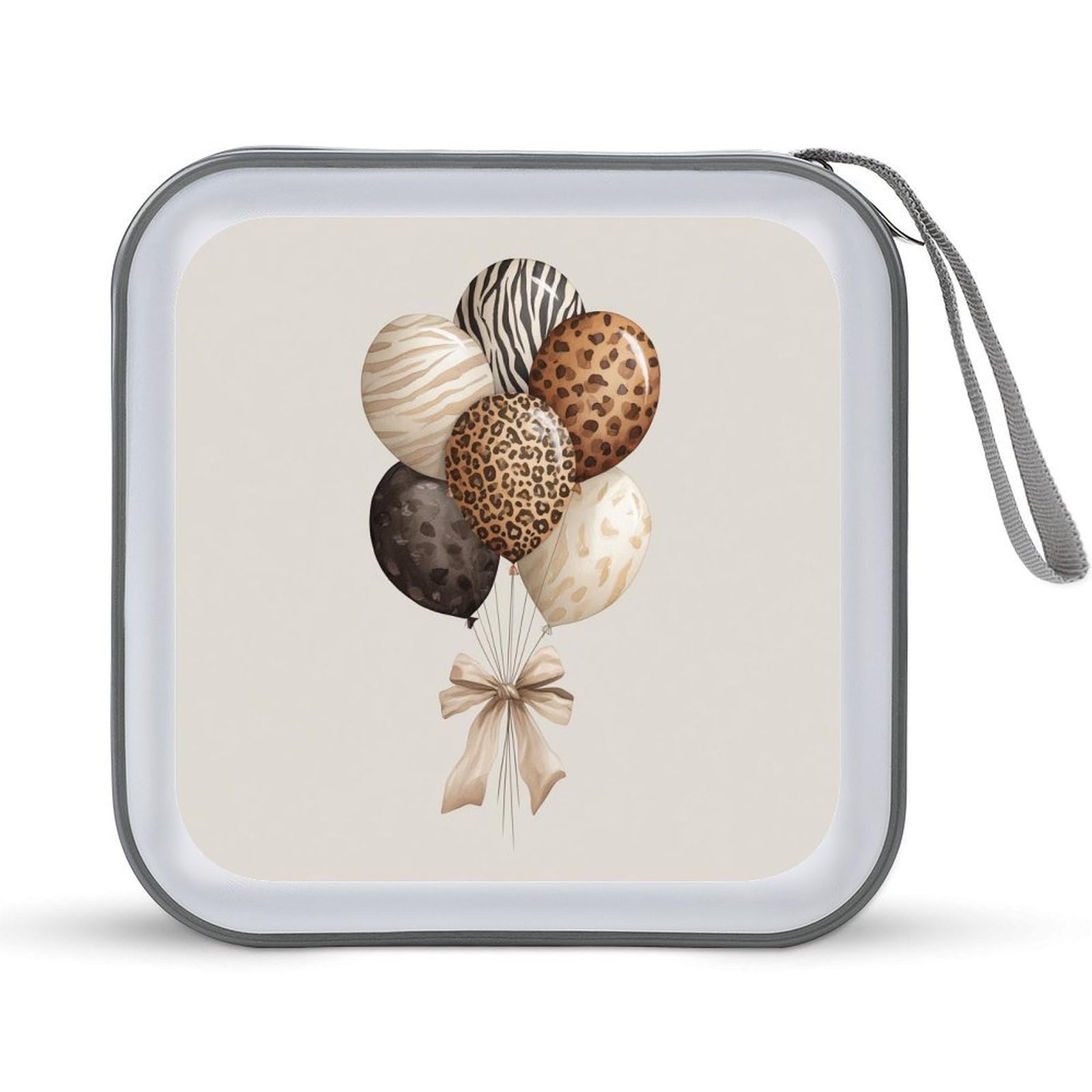 Jubonexis Balloon Cluster Zebra Leopard Stripe Print CD Case DVD Storage Case Portable for Car Home Travel