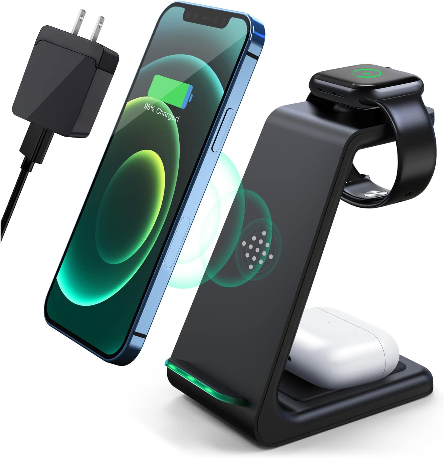 Wireless Charging Station,3 in 1 Fast Charging Station,Wireless Charger Stand for iPhone 15/14/13/12/11 Pro Max/X/Xs Max/8/8 Plus, AirPods 3/2/pro, iWatch Series 8/7/6/5/SE/4/3/2