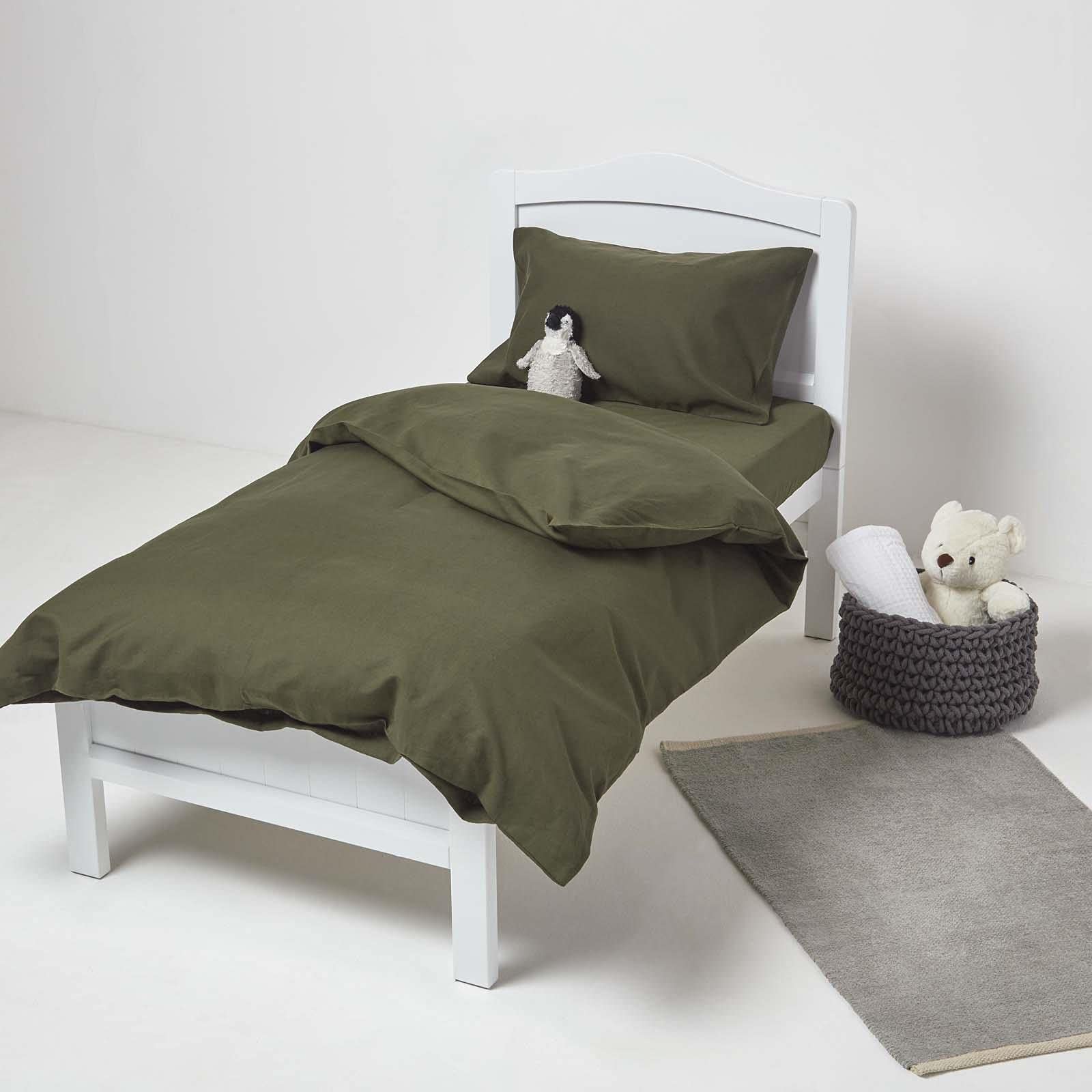 Homescapes Beddengoed voor kinderen, linnen, wit, 1 dekbedovertrek 120 x 150 cm en 1 kussensloop 40 x 60 cm, van 60% linnen en 40% katoen