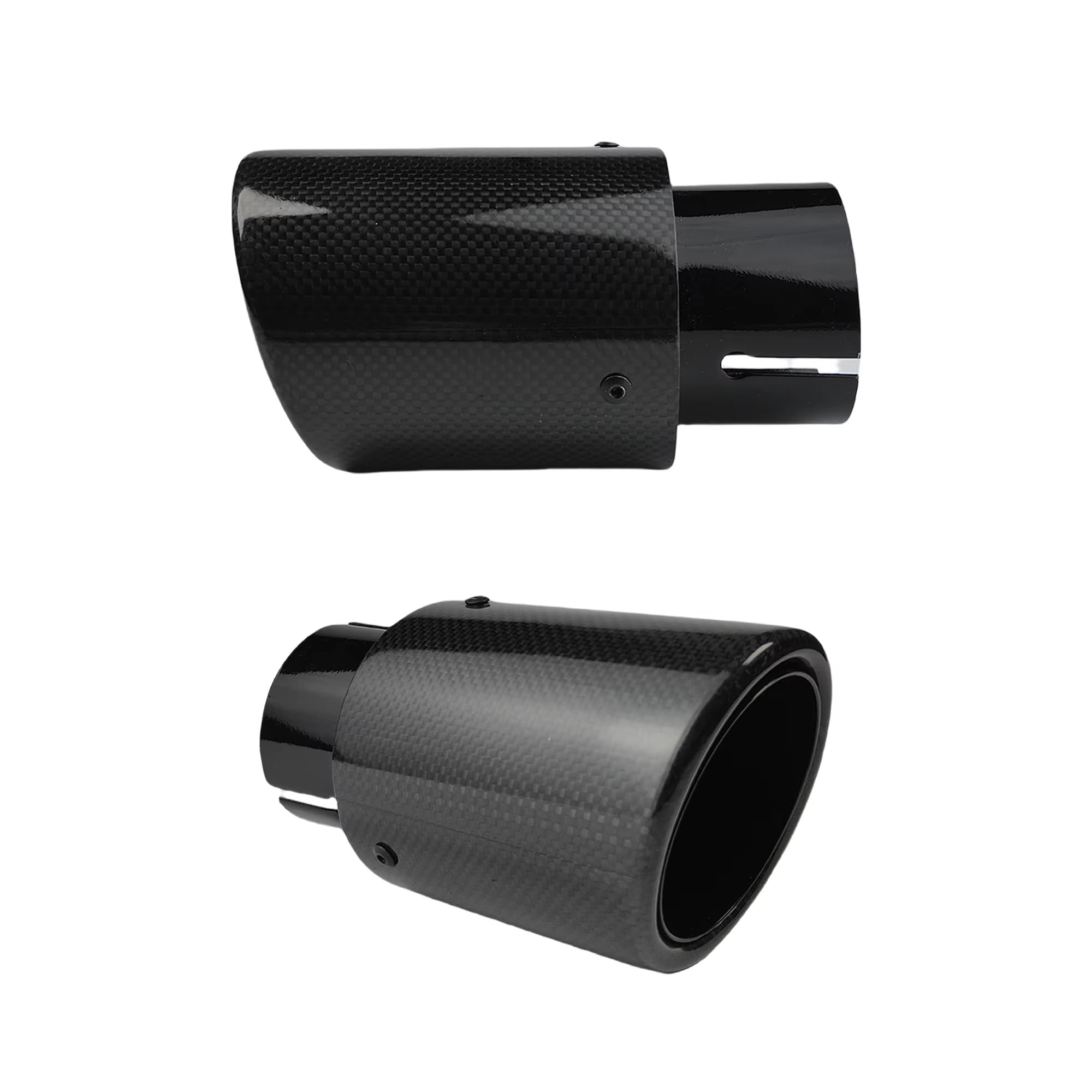 Cola Escape Coche Tubo Punta Para Boquilla De Escape Silenciador Brillante Borde Enrollado Tejido Liso Negro Acero Garganta Trasera 1 Uds(60mm-76mm)