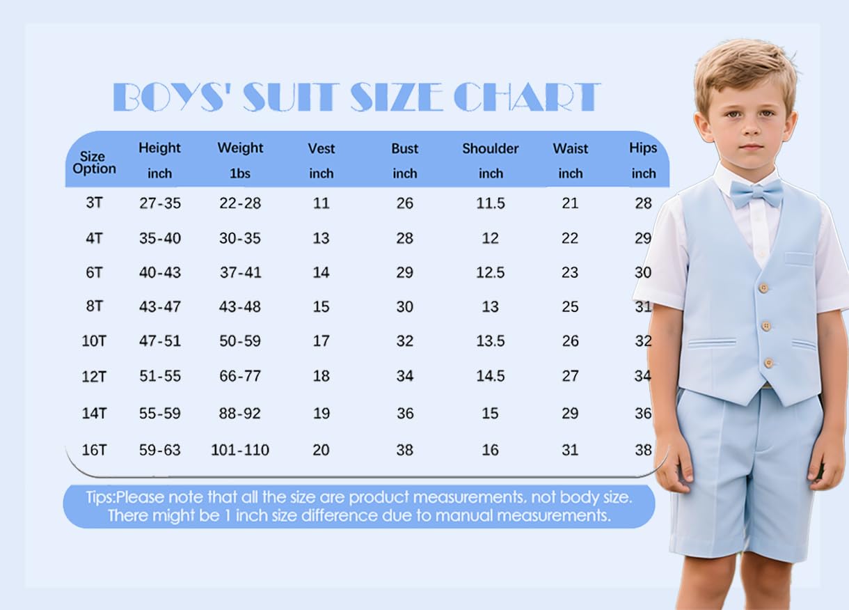 Costume 2 pièces pour garçon - Tenue de mariage - Gilet et pantalon - 3 à 16 ans