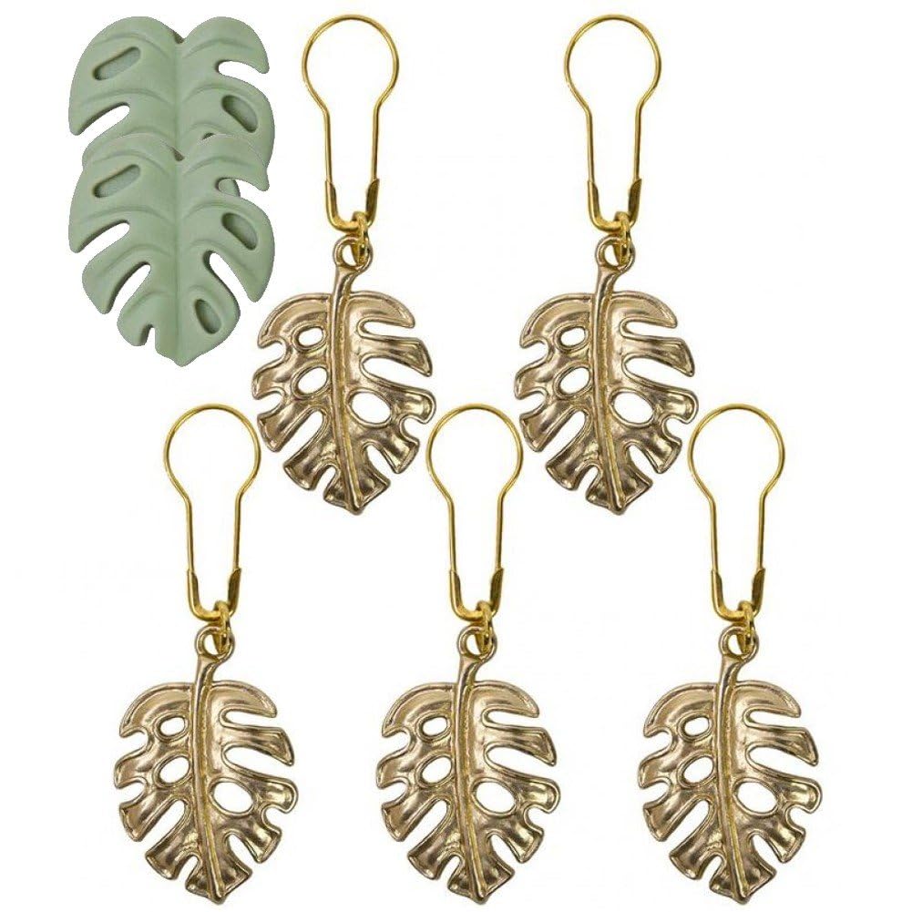 Sanfly 7pcs Leaves Stitch Markers, Charms Crochet Stitch Marker Removable Clasp Locking Stitch Marker for Knitting Weaving Sewing Needleworks Jewelry Making