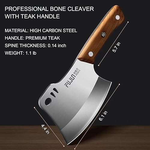 Miniatura 6 de Cuchillo de carnicero para cortar carne hecho a mano, hachas de carnicero resistentes, picador de huesos forjado a mano, cuchillo de cortar de