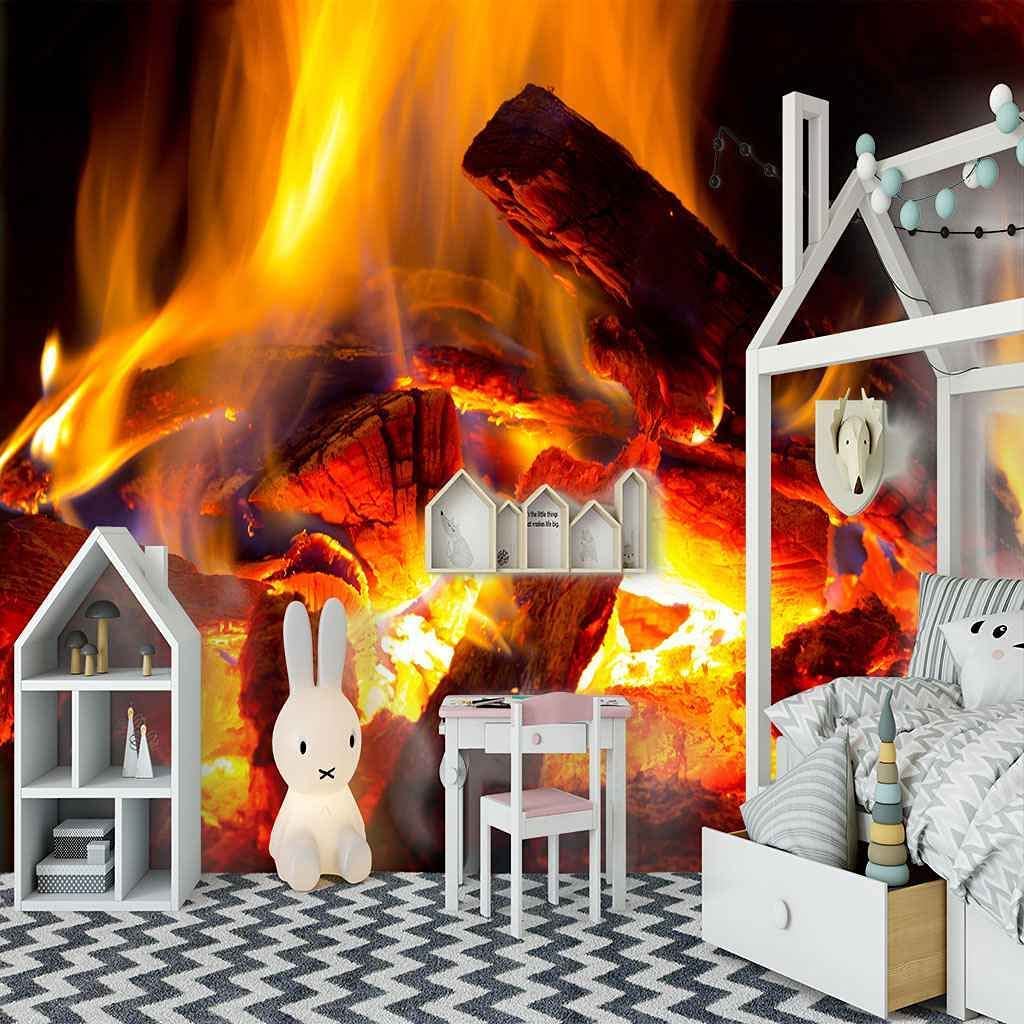 Papier Peint Autocollant 3D Flamme Rouge N1380 - Déco Murale Amovible