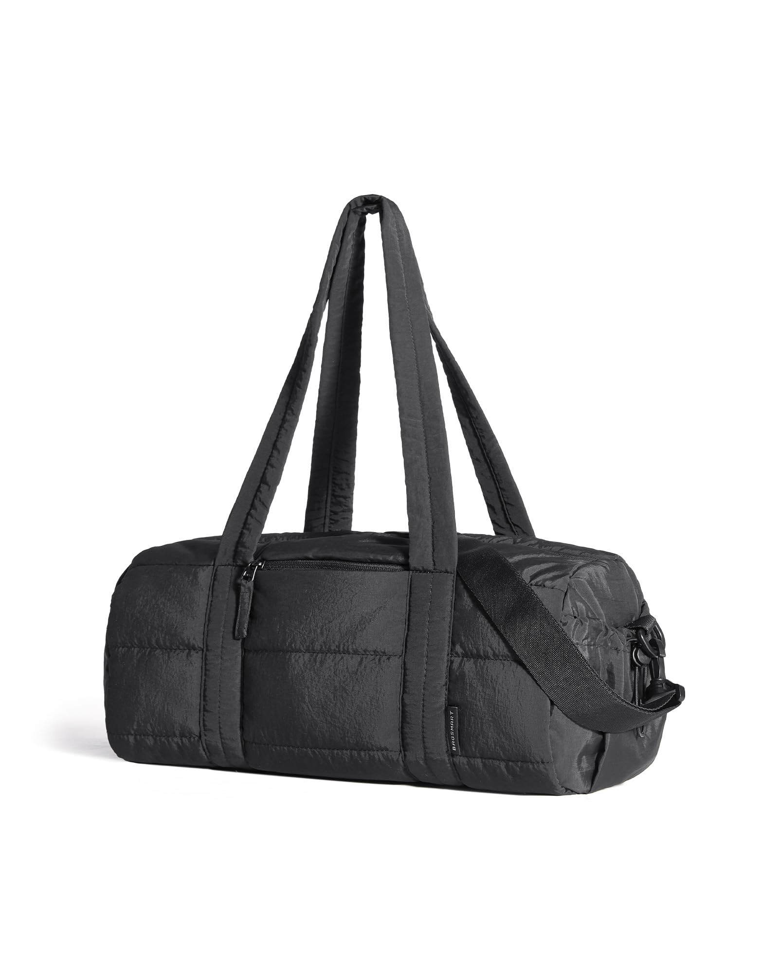 bagsmart Small Gym Sports Bag for Women, 15L Weekend Yoga Mat Shoulder Bag with Wet Pocket, Quilted Crossbody Bag, Black