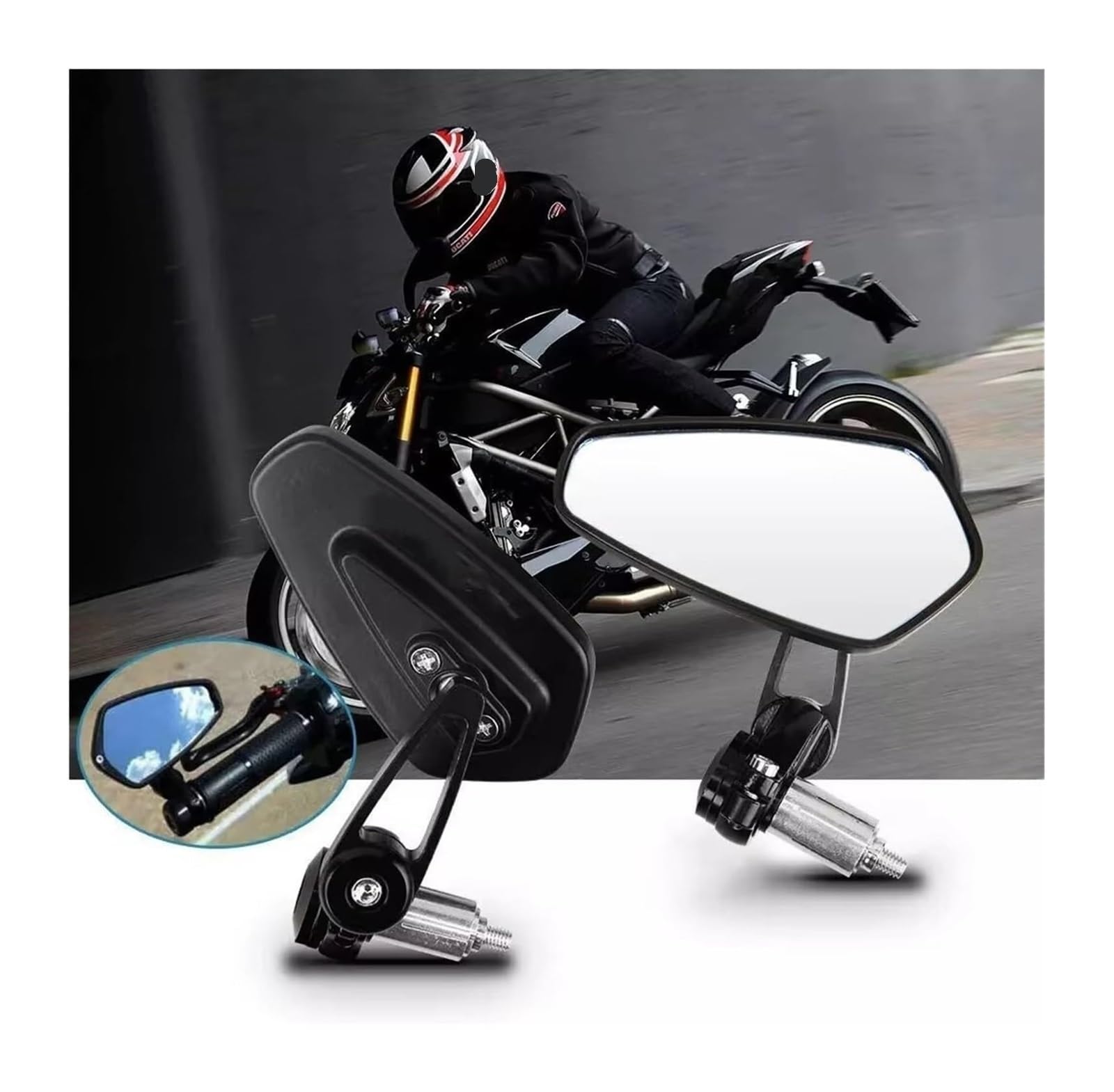Adaptador Espejo Motocicleta Por R125 1 Par Espejo Retrovisor Motocicleta Manillar Universal Scooter(G)