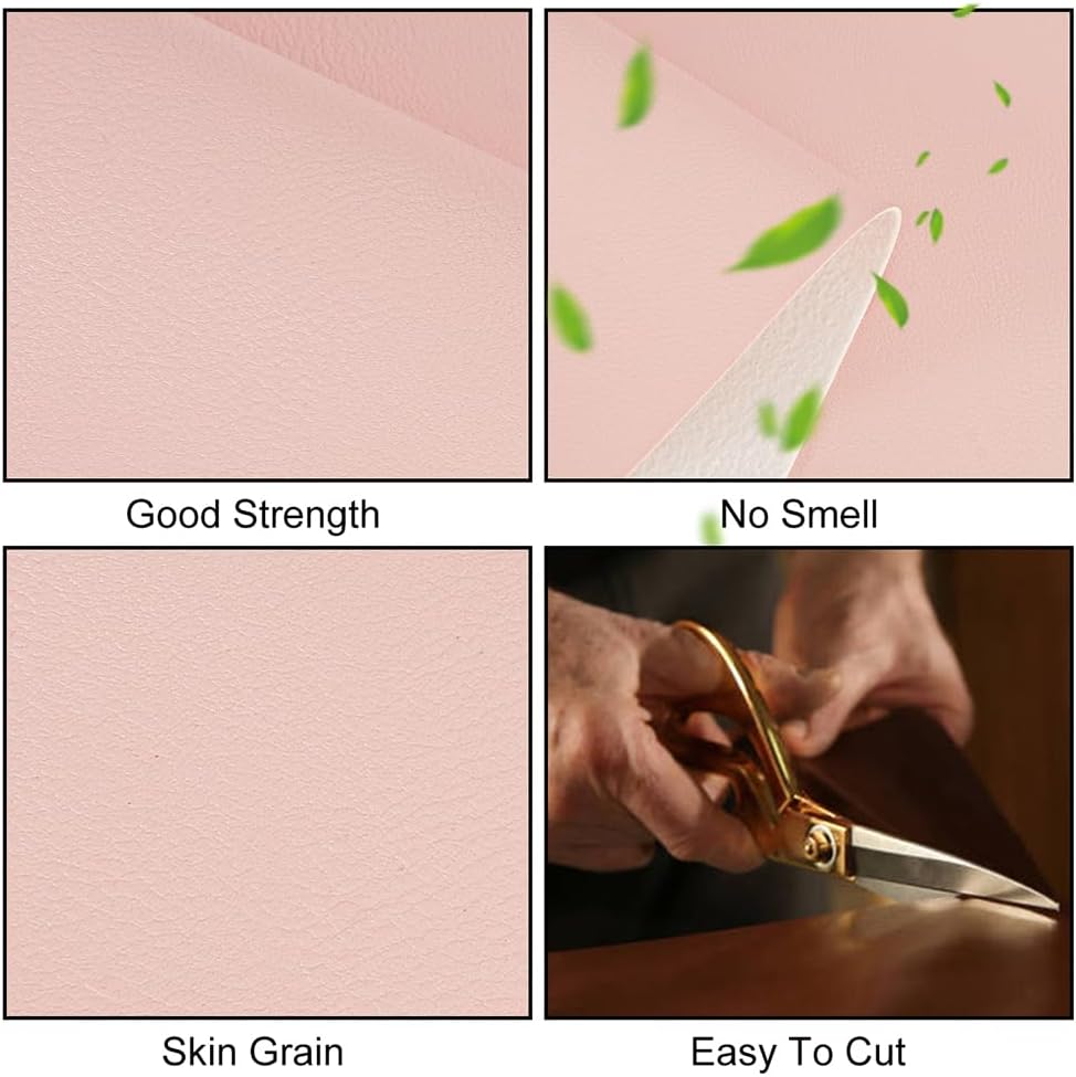 Litchi 54x72inch Crease Free LightPink Faux Leather Vinyl Fabric Rolls for Upholstery Sofa,Chairs,Car Seats