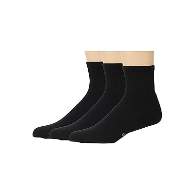 Eurosock Path Cool Quarter 3 Pack Crew Cut Socks Shoes Black
