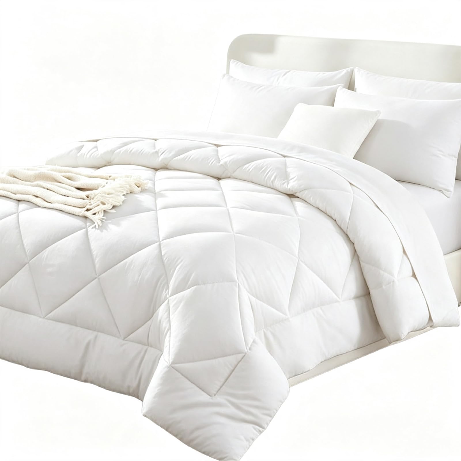 YanGoy Pleene Duvet and Cover in One with 2 Pillowcases (White,230 * 230cm)