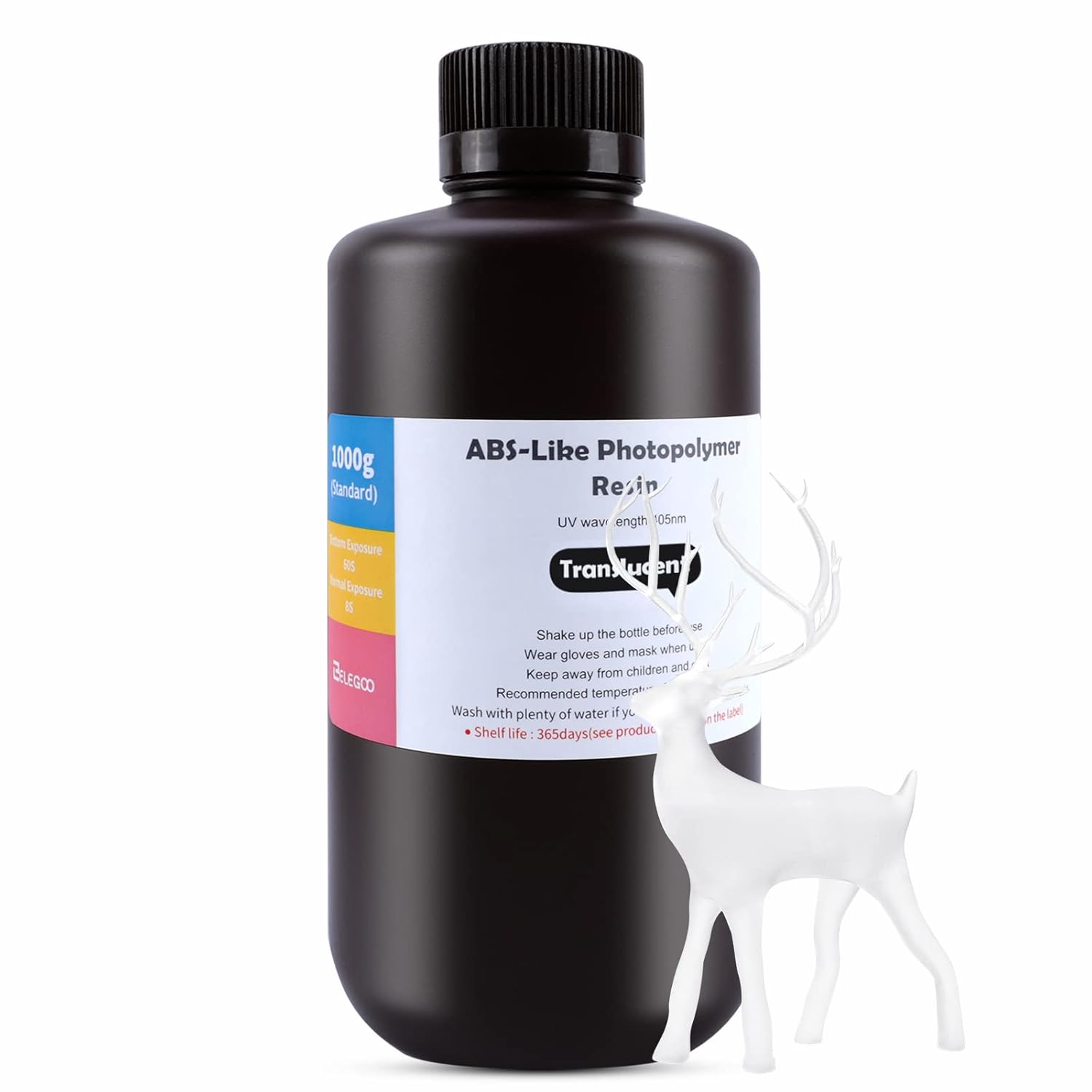 ELEGOO ABS-Like Impresora 3D Resina Translúcido 1000g, LCD UV 405nm Impresora 3D Resina Rápida para LCD Impresora 3D Fotopolímero Estándar Resina Translúcido