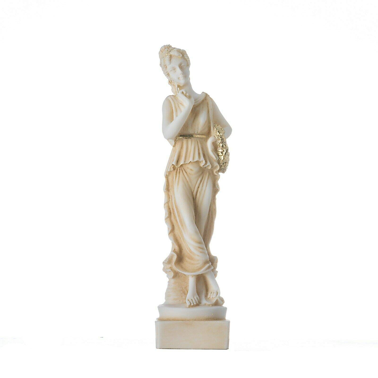 Beautifulgreekstatues Gold Persephone Goddess Of The Underworld Springtime Flower Vegetation 5.9"