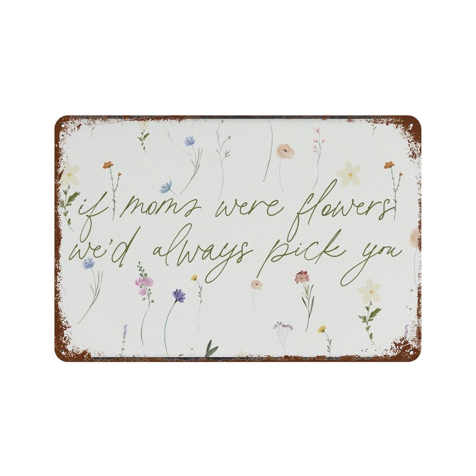 xiaoxiaoshen If Moms Were Flowers We'd Always Pick You Watercolor Art Wall Decor Art Metal Tin Poster Modern Home Decor Art Home Bar Shop Decorations Vintage Sign 20x30cm