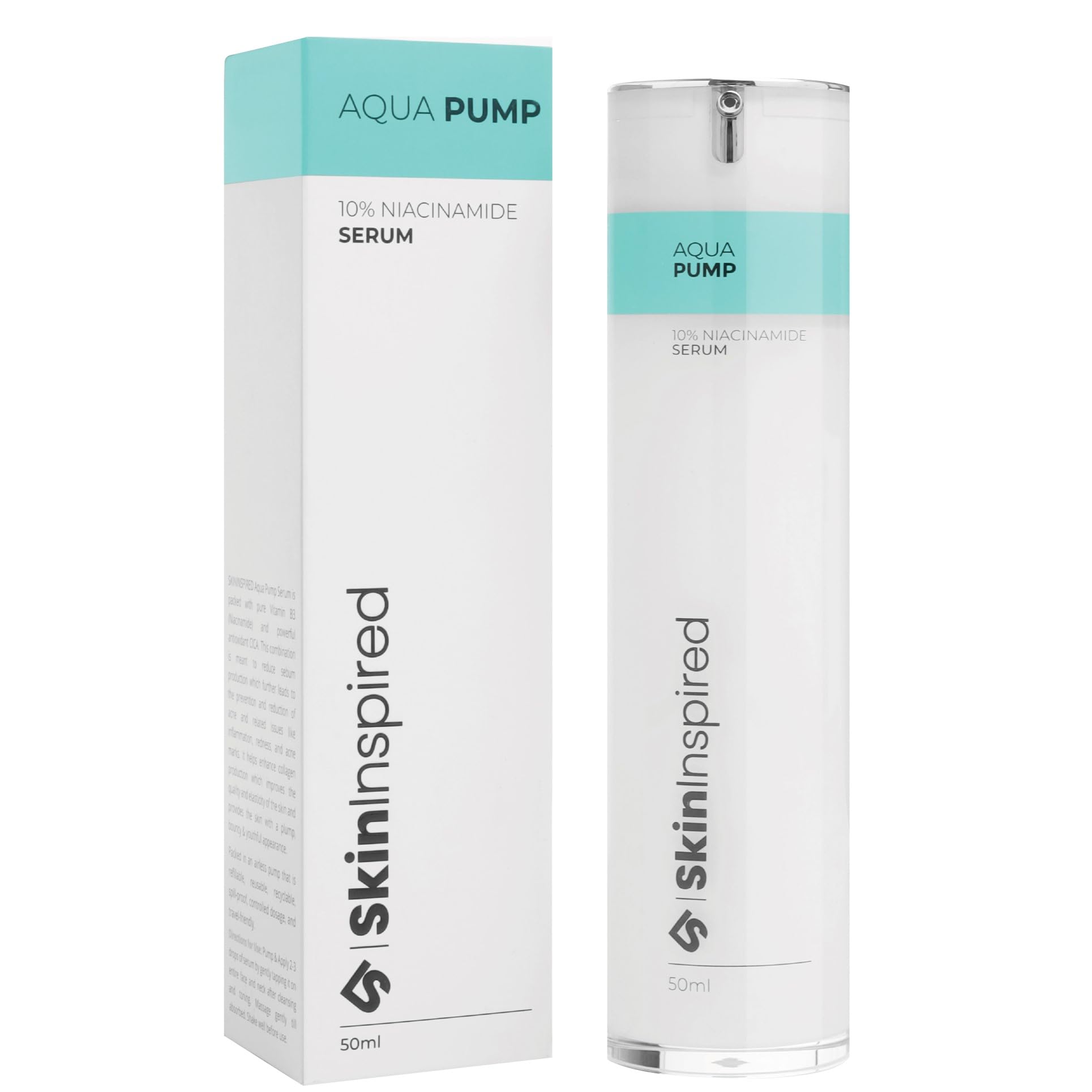 Aqua Pump 10% Niacinamide Face Serum For Fine Lines, Wrinkles, Clogged Pores, Uneven Skin Texture For Women & Men | For All Skin Types | 50 ML