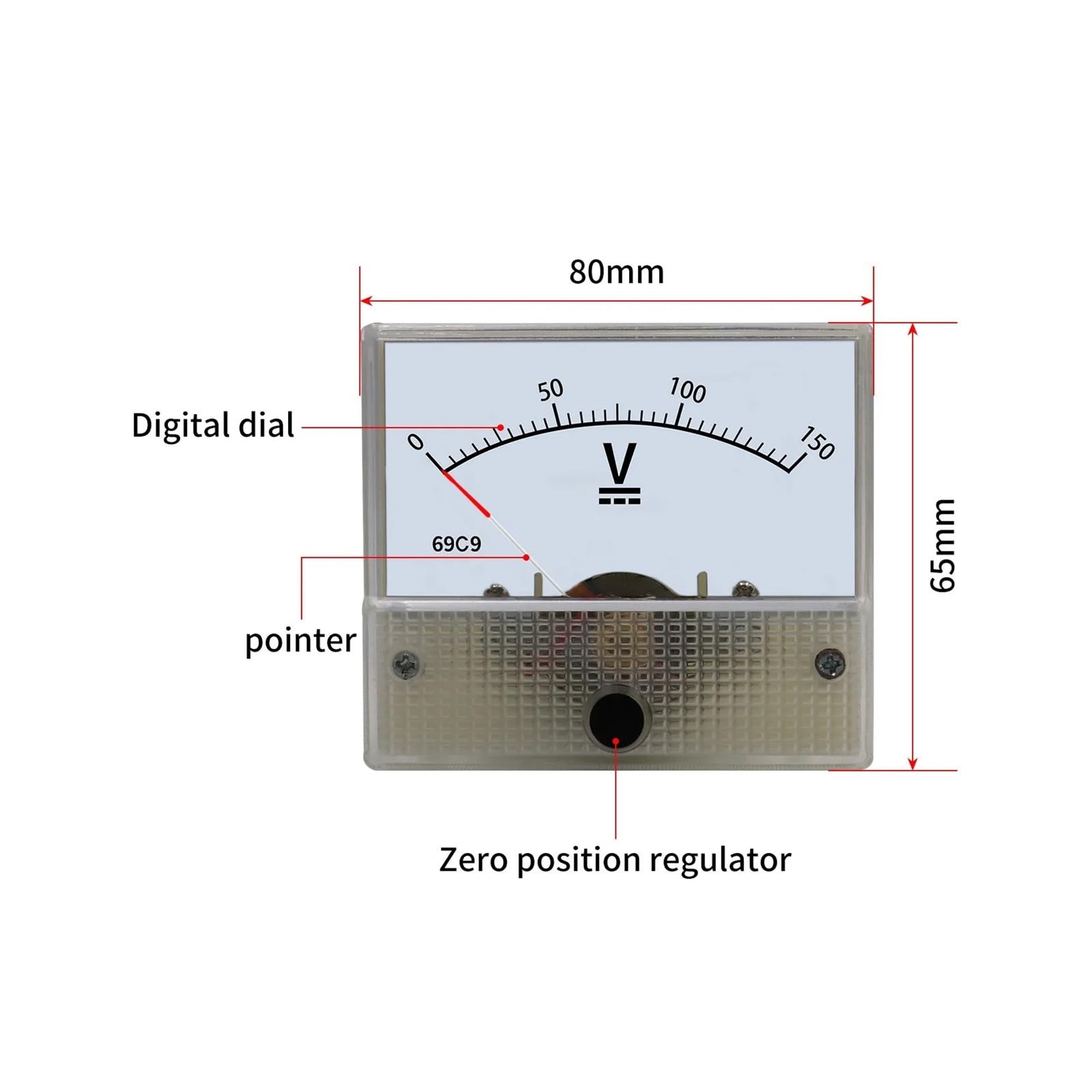 Instrumentos de panel de corriente analógica, Amperímetro Analógico Voltímetro Medidor de Panel Serie 69 DC/AC 5V-800V(Select Colour Name,600V)