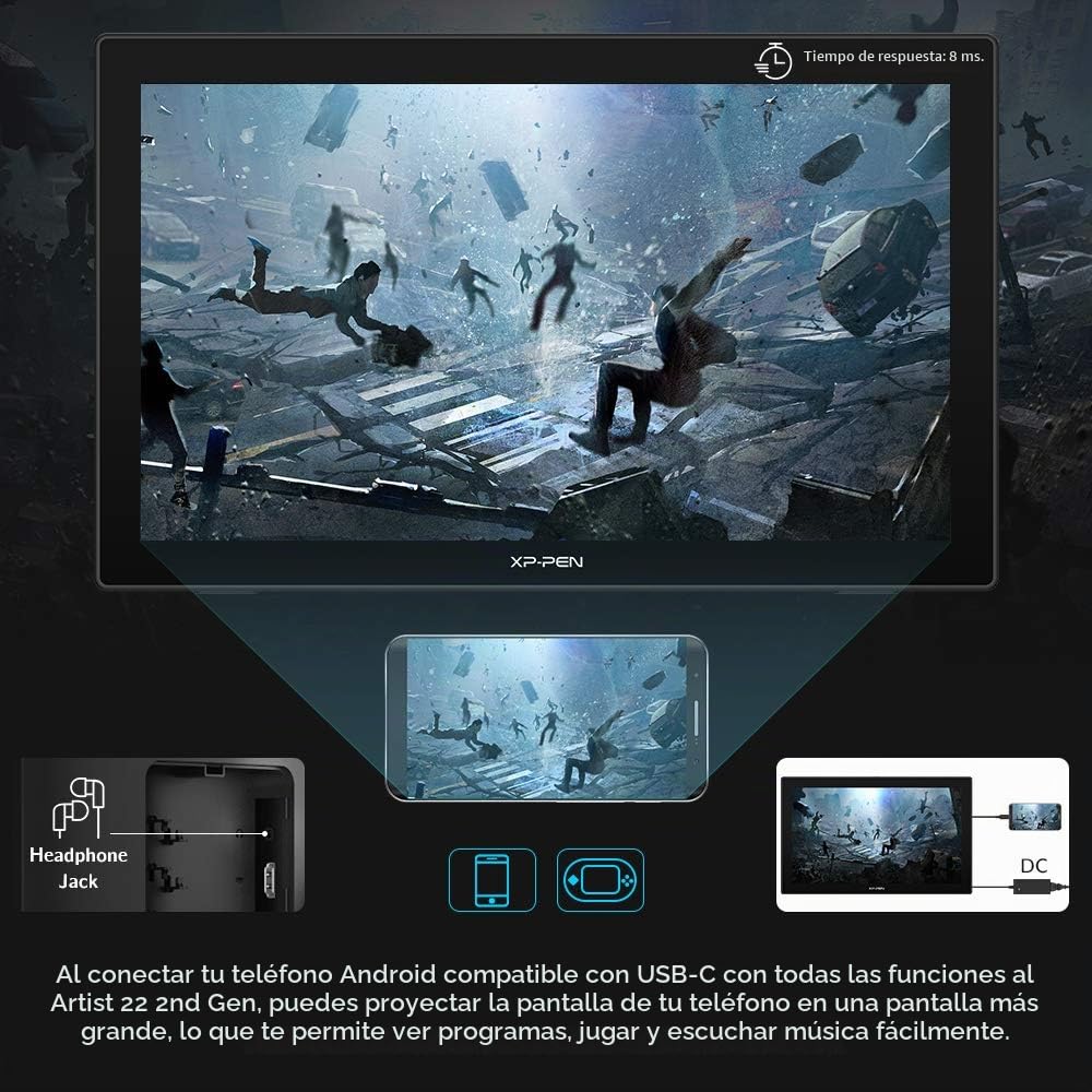 XP-Pen Artist 22 (2ª generación) Tablet de Dibujo de 21,5" con Pantalla de 1080p con 86% NTSC, lápiz óptico sin batería y Soporte Ajustable, Compatible con Windows y Mac | Tableta Dibujo Digital con Lápiz sin Batería 8192 Niveles y Soporte Ajustable, Comp