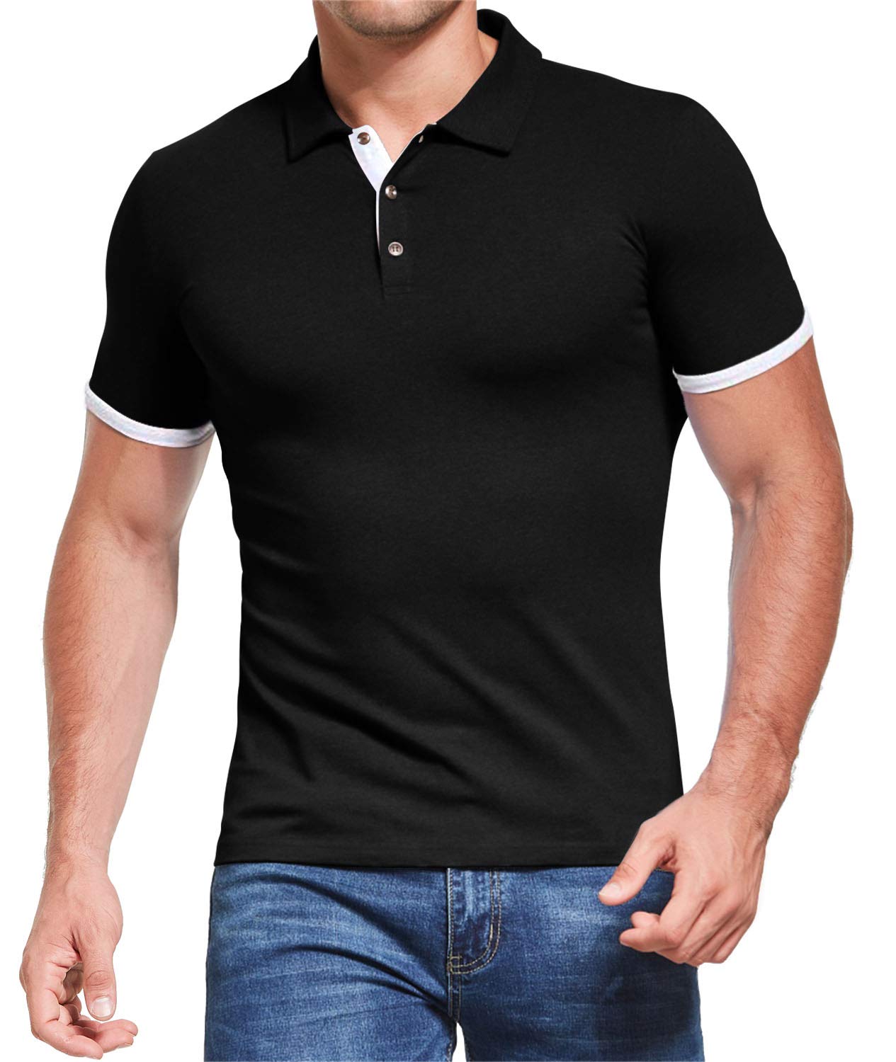 Aiyino Polos para Hombre Camiseta Colores Contrastantes