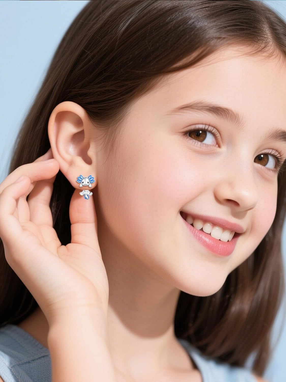 Dreamboat Blue Axolotl Jacket Stud Earrings for Women 925 Sterling Silver Animal Jewelry Gifts for Axolotl Lovers - Image 5