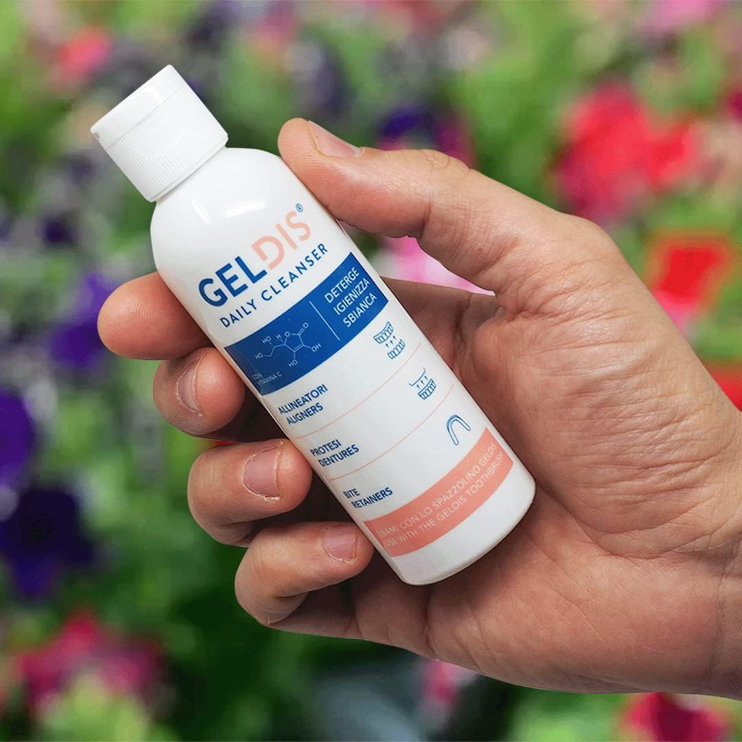 GELDIS Daily Cleanser – Geldis Żel Czyszczący i Higienizujący do codziennej pielęgnacji przezroczystych nakładek, aparatów ortodontycznych, protez i szyn zgryzowych, 100 ml