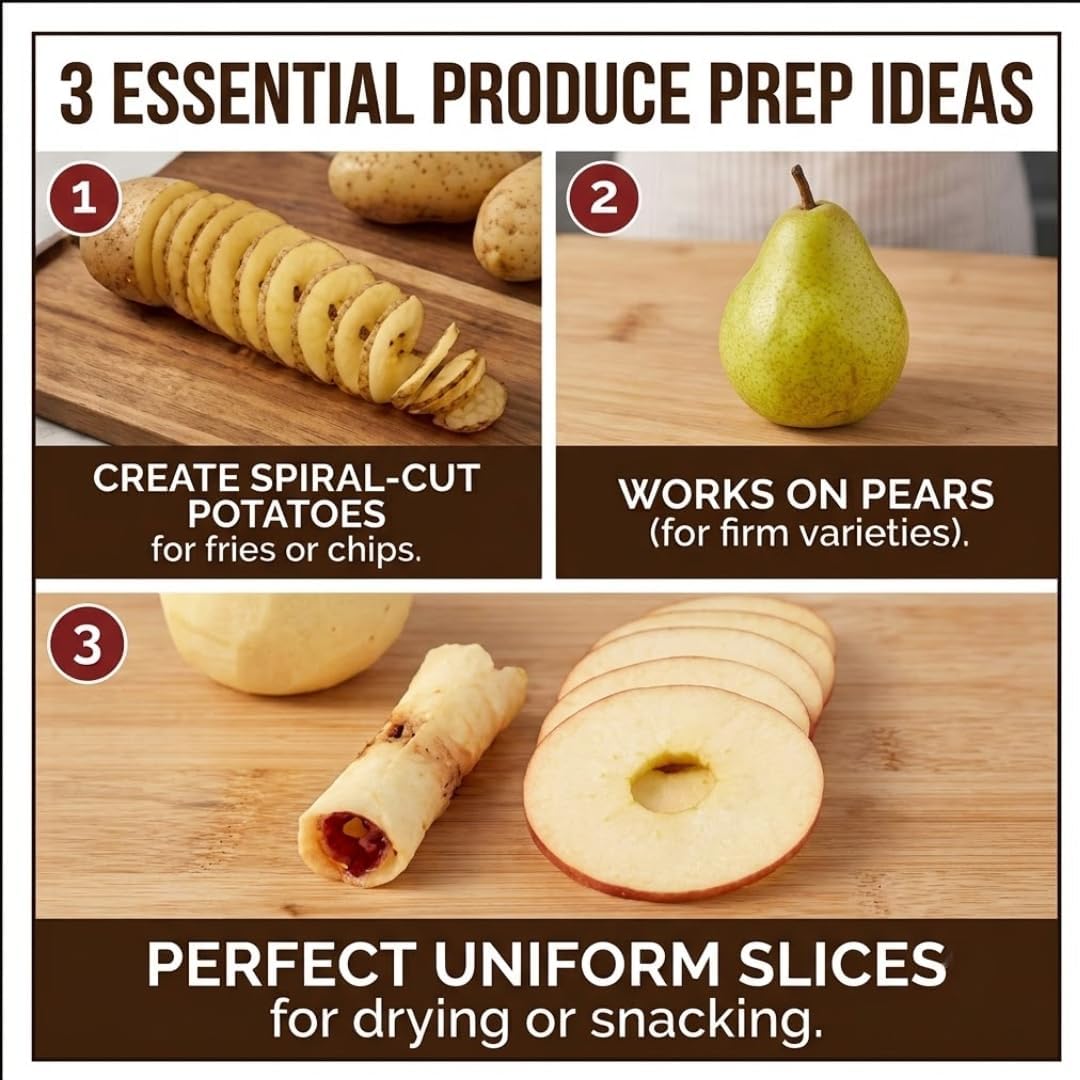 Cucina Pro Apfelschäler und Entkerner aus Chrom, Gusseisen, mit Saugnapf, Weiß