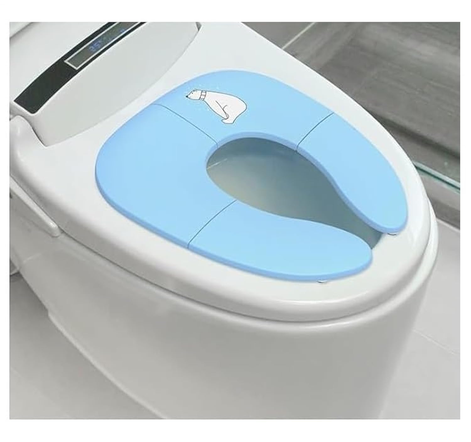 TAPIT Baby Toddler Potty Training Toilet Seat for Boys and Girls with Handles Child Kids Potty Seat Toilet Seat Attachment Non-Slip with Splash Guard Cute Toilet Seat (X01-Blue)