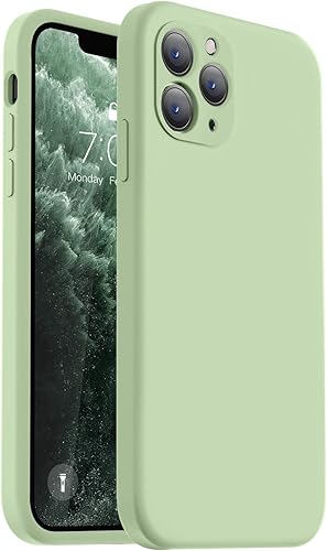Vooii Funda compatible con iPhone 11 Pro, silicona líquida mejorada con bordes planos, protección de cámara, forro de microfibra antiarañazos suave,