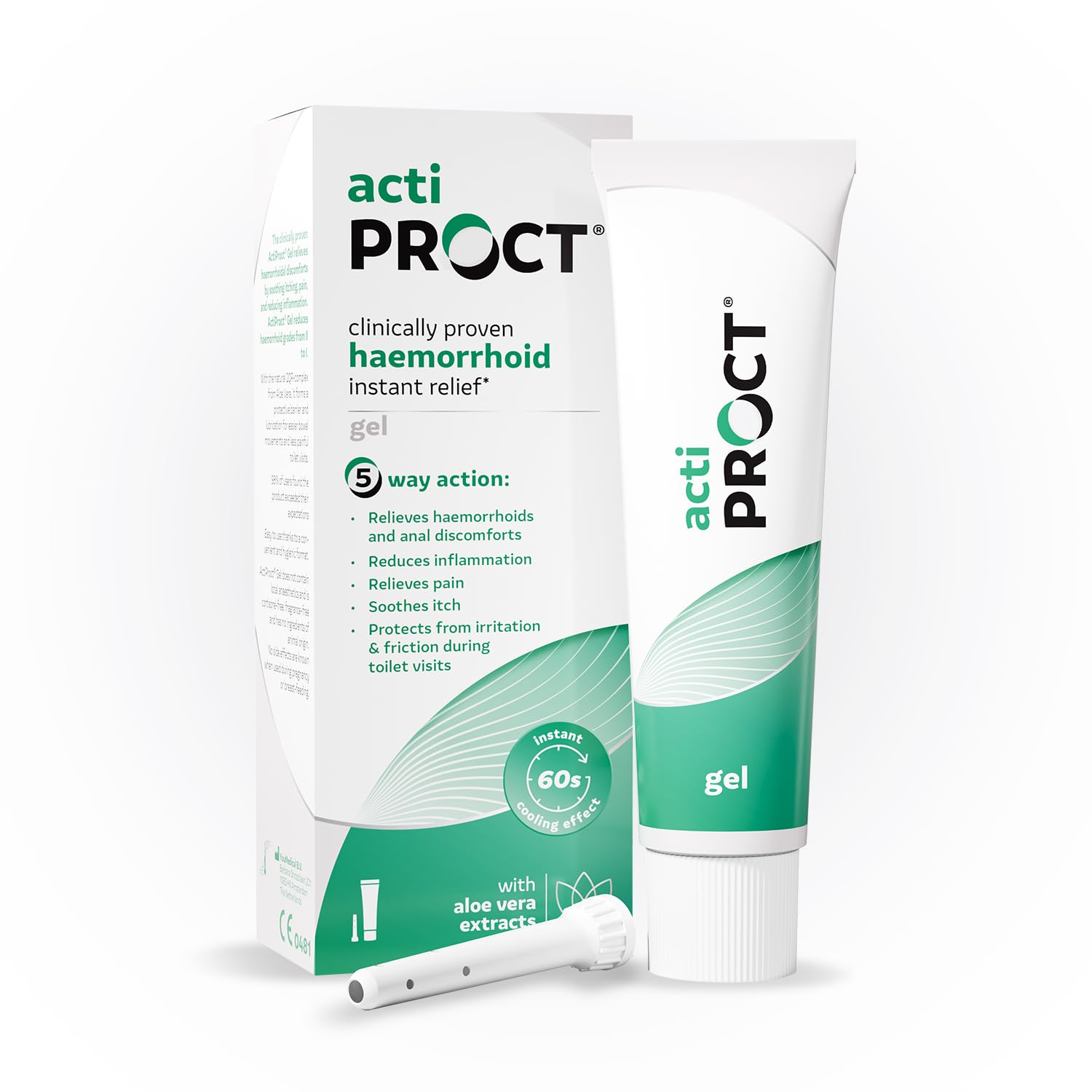 Actiproct Cooling Gel with Applicator - Haemorrhoids Instant Relief Treatment for Fissures & Anal Discomfort - Helps Itching, Irritation or Pain - Easy & Clean Application for Discomfort - 30g