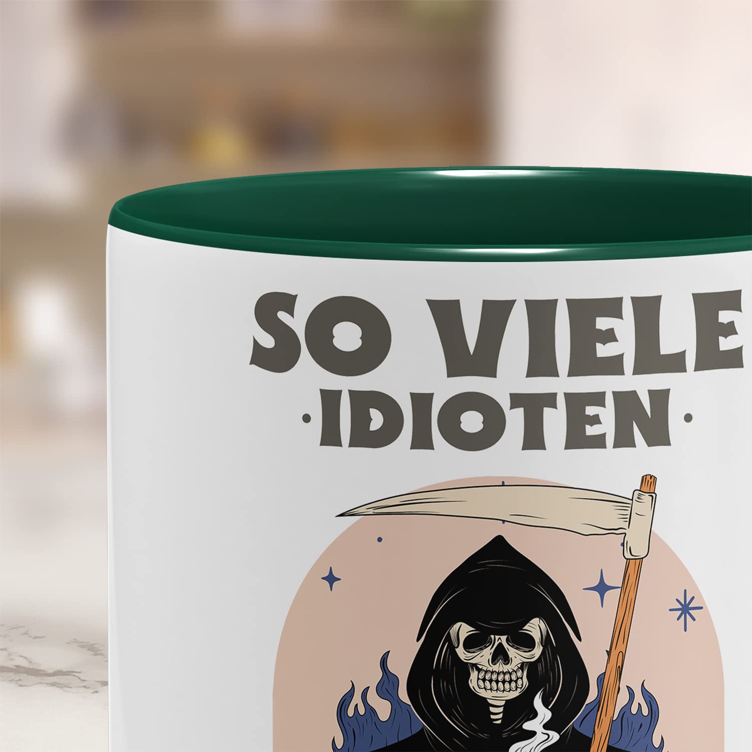 Mug With Saying "So Viele Idioten Und Nur Eine Sense" [German - View #5