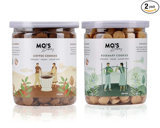 Mo's Sugar Free Cookies Combo |400G| Diabetic Friendly | No Added Sugar | Pack of Two Gourmet Jars | 100% Natural & Preservatives Free | Petite Cookies