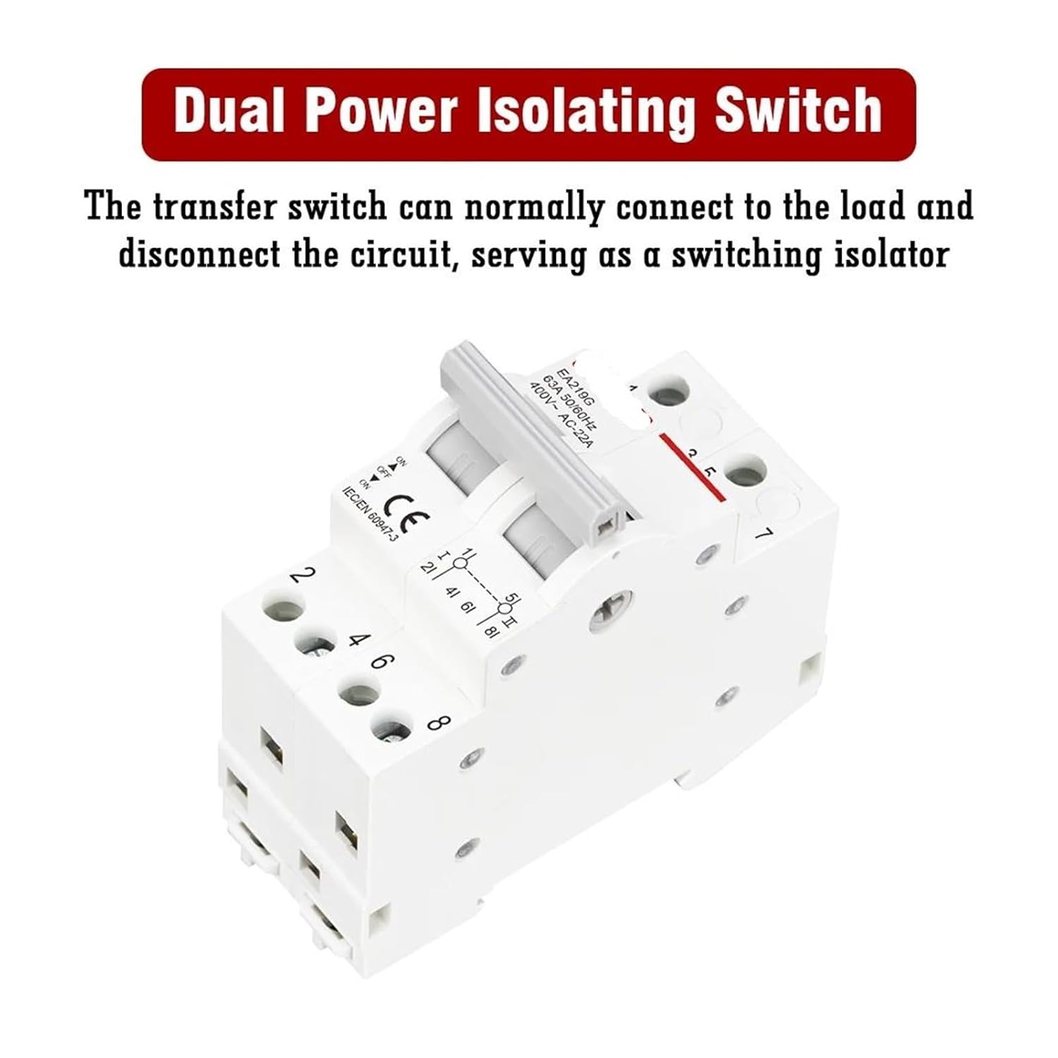 2P 40A 63A MTS デュアルパワー マニュアルトランスファーインターロック回路ブレーカー（DINレール取付、遮断および切断