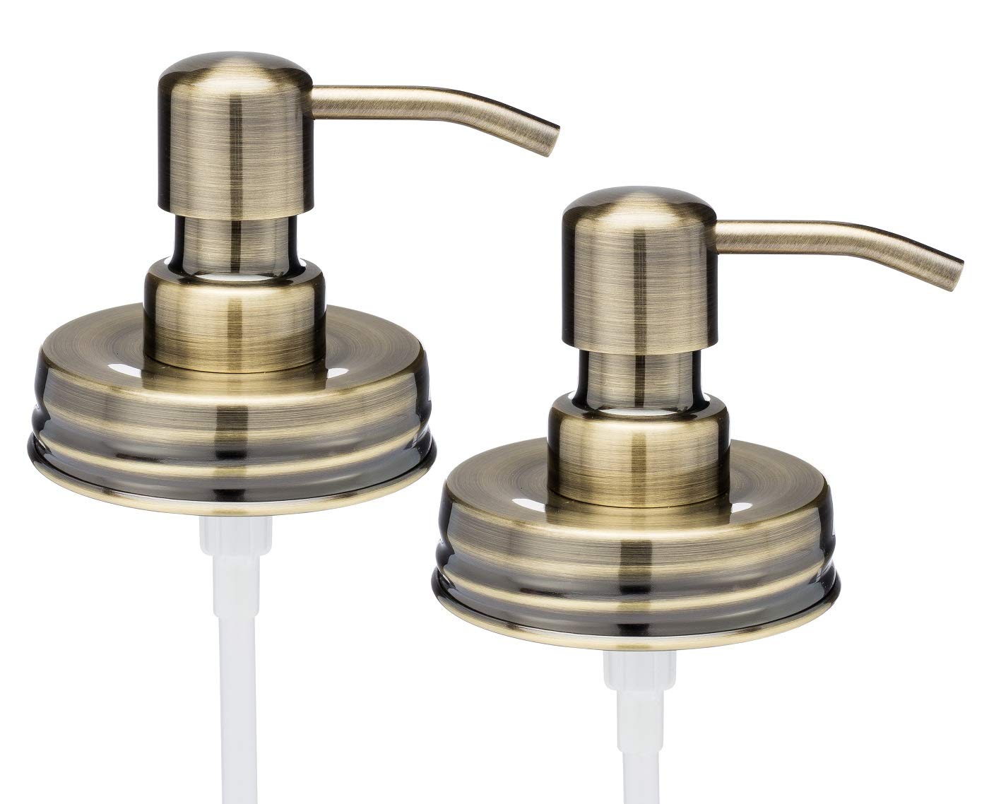 Jarmazing Products Classic Vintage Styled Brass Mason Jar Soap Dispenser Lids - Two Pack - for All Regular Mouth Canning Jars