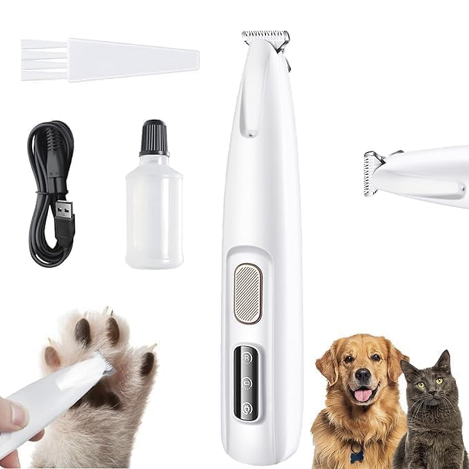 Paw Trimmer for Dogs, Extra Quiet, Dog Paw Trimmer with LED Light, Paw Razor for Dogs, Dog Clippers, Pet Hair Trimmer for Thick, Long and Curly Pet Hair (1)