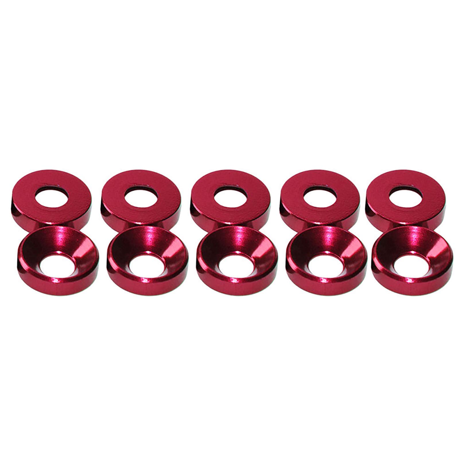 Flat Head Washer Gasket Countersunk Alloy Aluminum Countersunk Head Anodized Washers M3 Red 10PCS-image-2