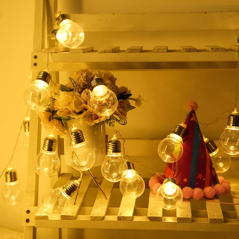 Luci a LED a sfera trasparenti a LED, lampadine Edison a batteria per feste di matrimonio in giardino, decorazioni natalizie (6M40LED)