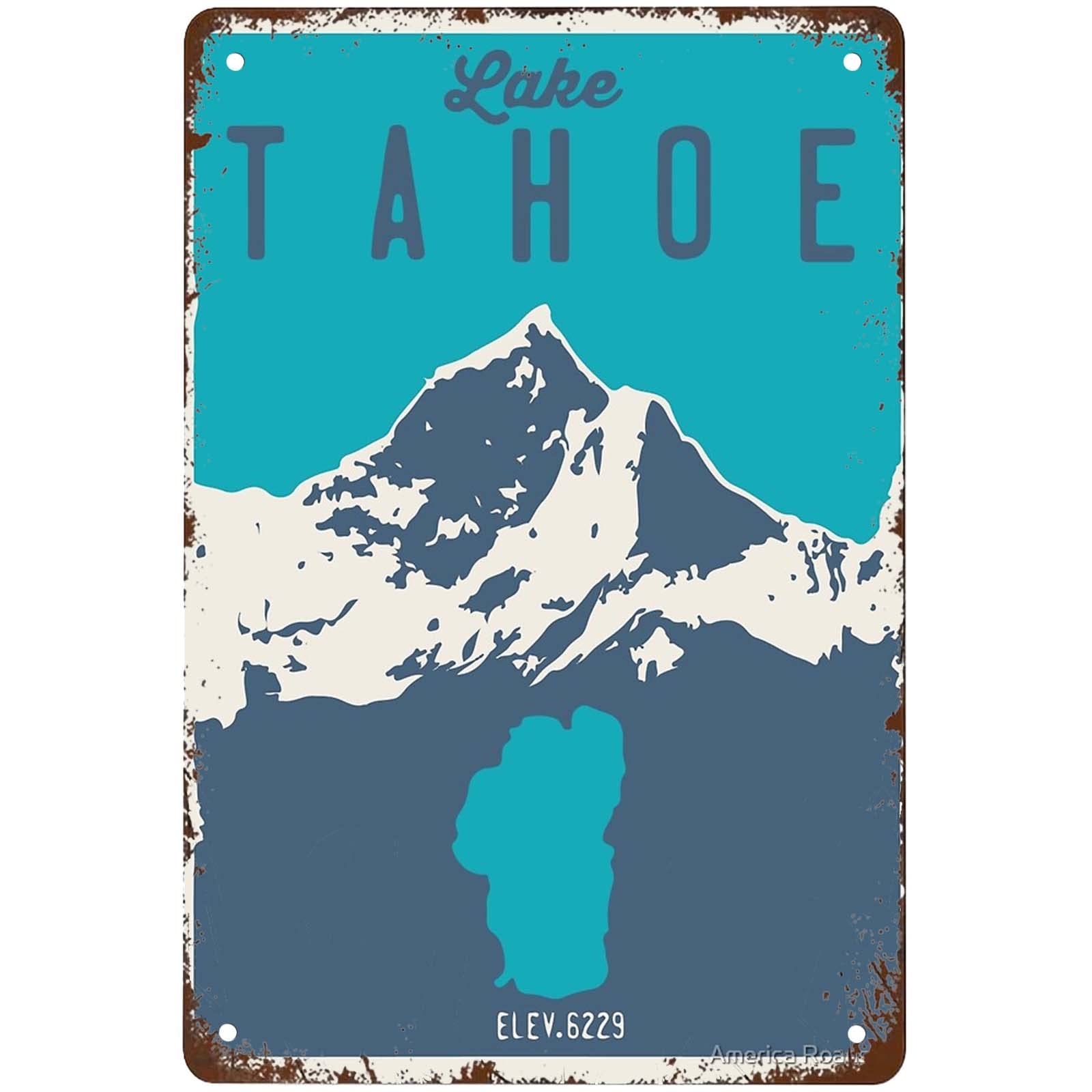 peiyeety Metal Tin Sign Lake Tahoe Quote Vintage Decorative Metal Wall Art Plaque for Home Living Room Bedroom Farmhouse Patio Rustic Wall Decor 6x8 Inch