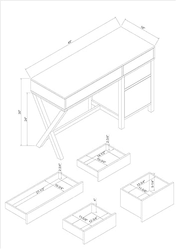 Miniatura 25 de Linon Sadie - Escritorio de almacenamiento lateral clásico moderno azul marino