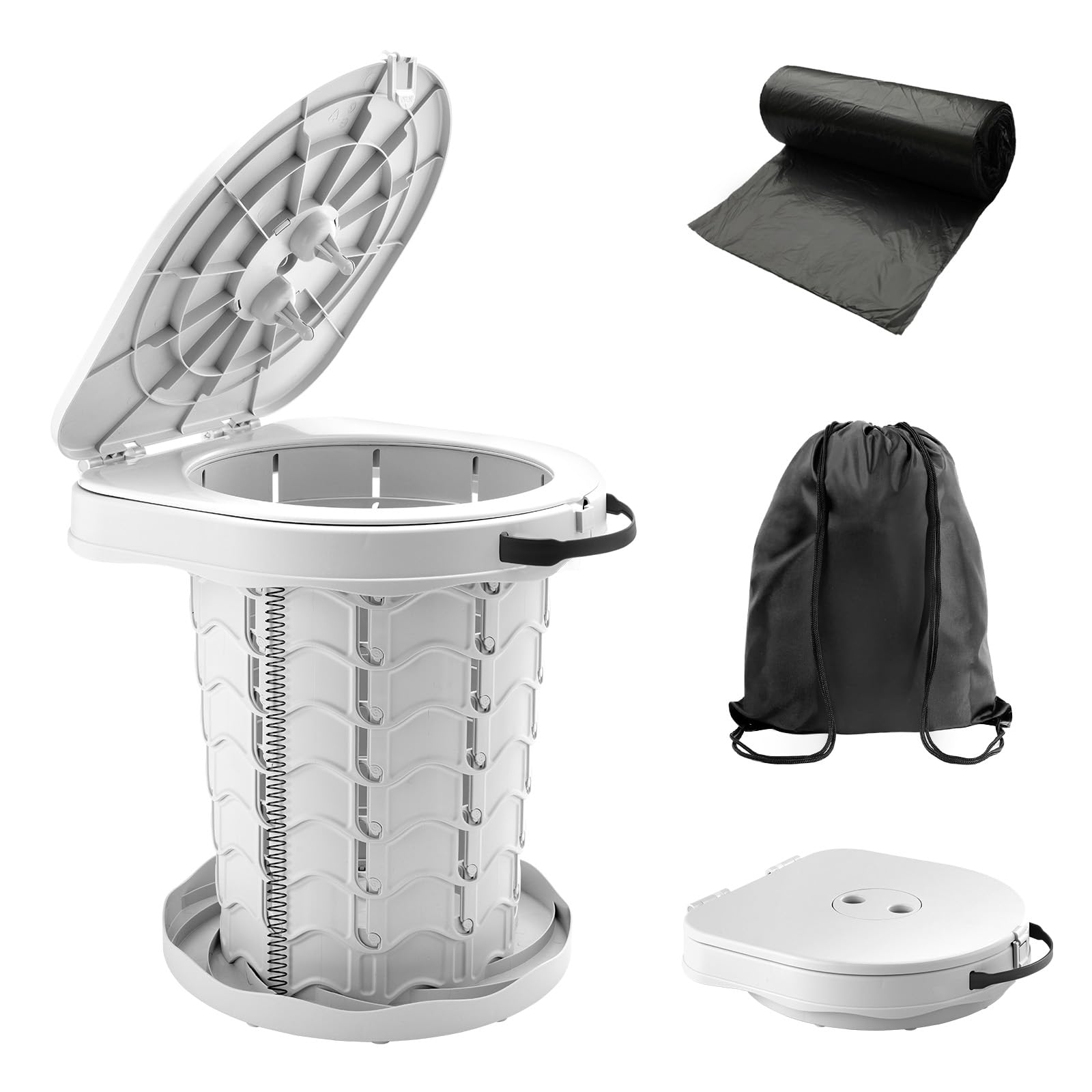 imodomio Campingtoilette Faltbar Camping Toiletten(WC) mit Deckel Mobile Toilette mit 10 Müllsäcke, ideal für Outdoor-Camping, Auto