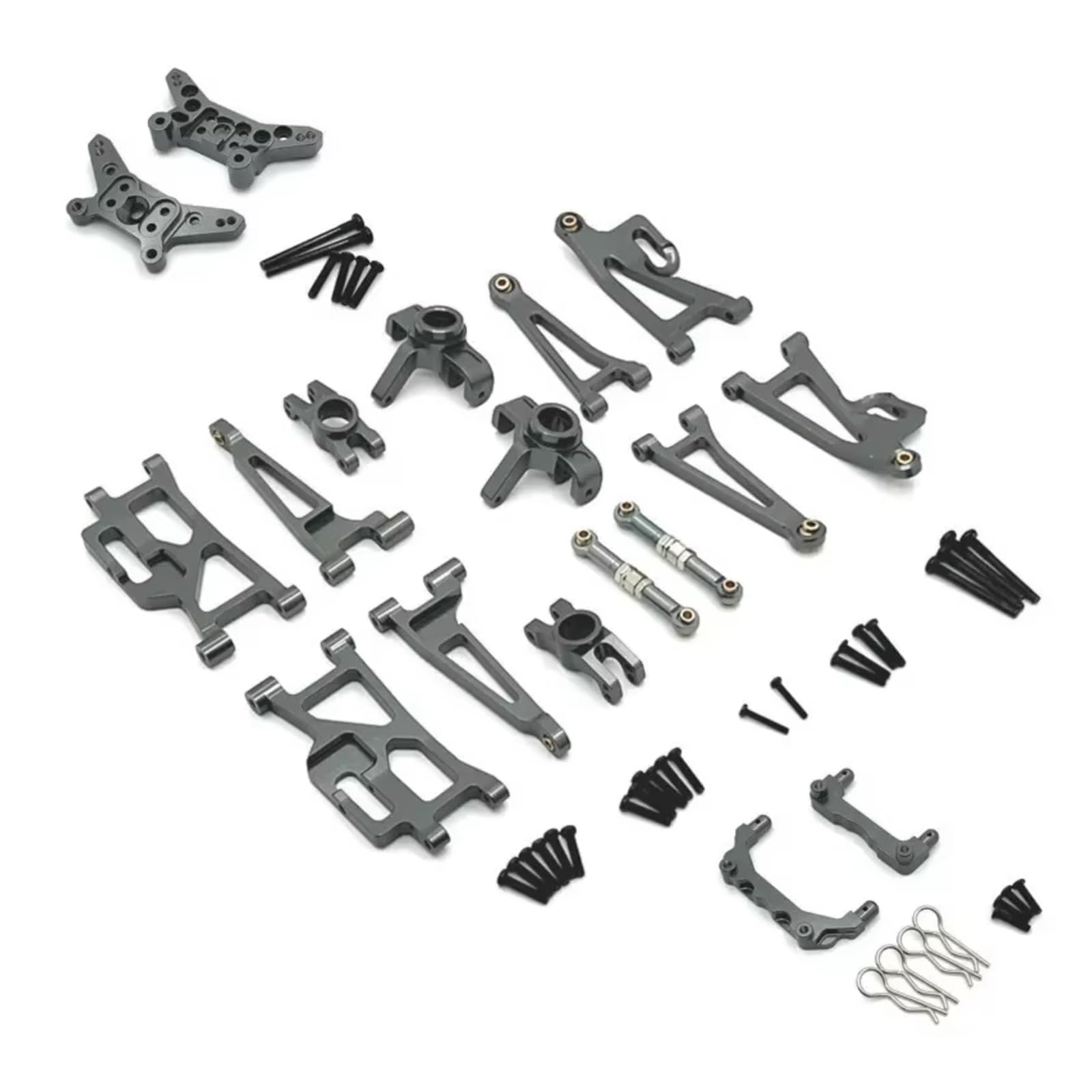 Kubek kierownicy Rc dla MJX 14209 14210 1/14 zestaw metalowy do wahacza kubka wspornik zawieszenia filar drążek kierowniczy tylna pokrywa wymienna do samochodu RC(Gray)