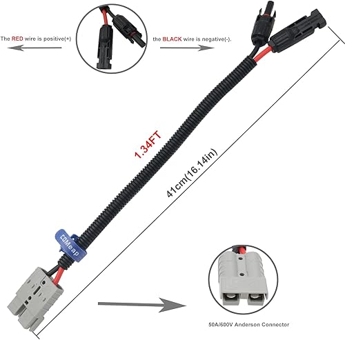 Miniatura 4 de COMeap Conector de panel solar para Anderson 10AWG, compatible con MC-4 a 50A/600 V Anderson Cable de extensión de carga para generador solar,