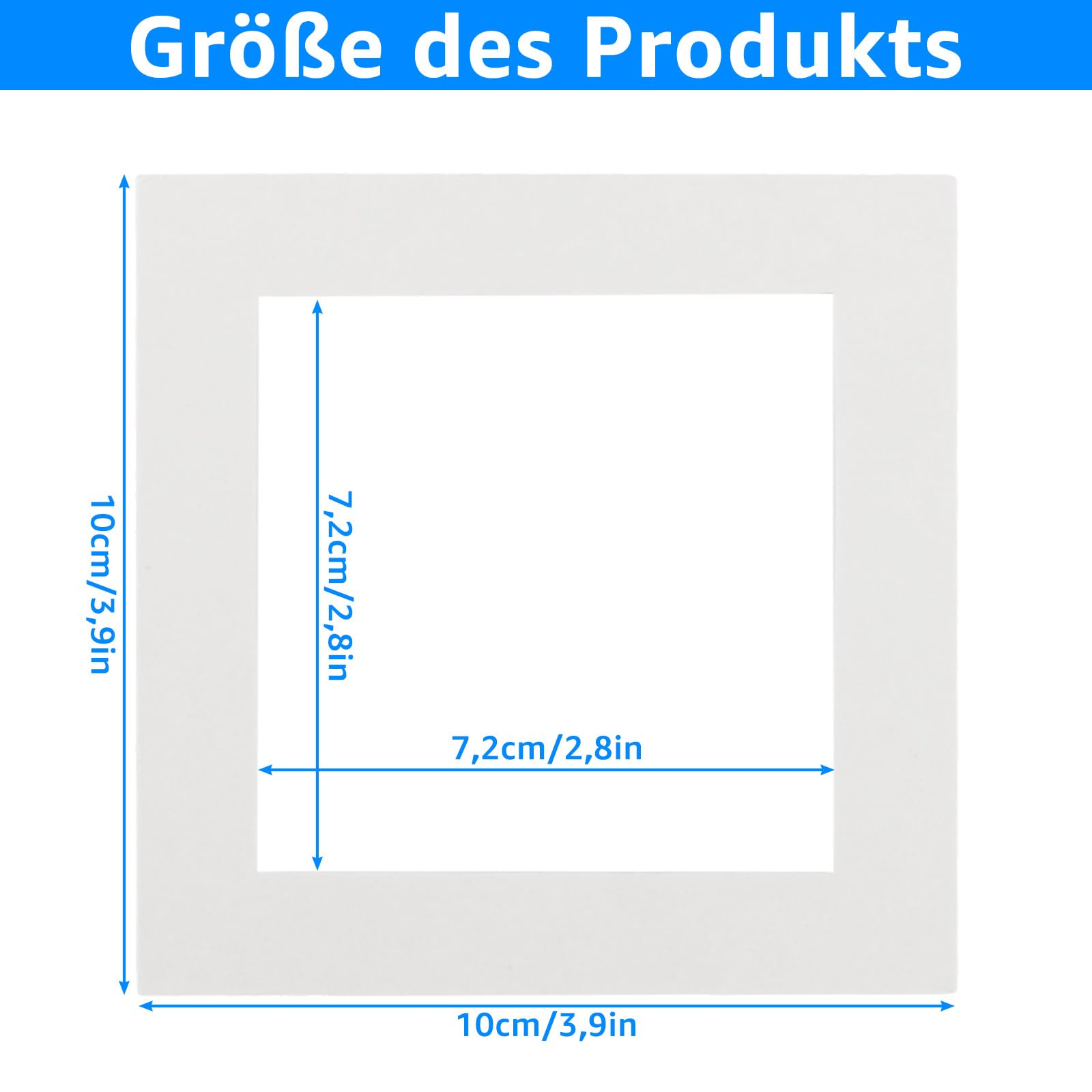 YAYODS 100 pezzi passepartout bianco – 10 x 10 cm Design smussato Passepartout cartone – Dimensioni interne 7 x 7 cm passepartout per foto, immagini, stampe artistiche