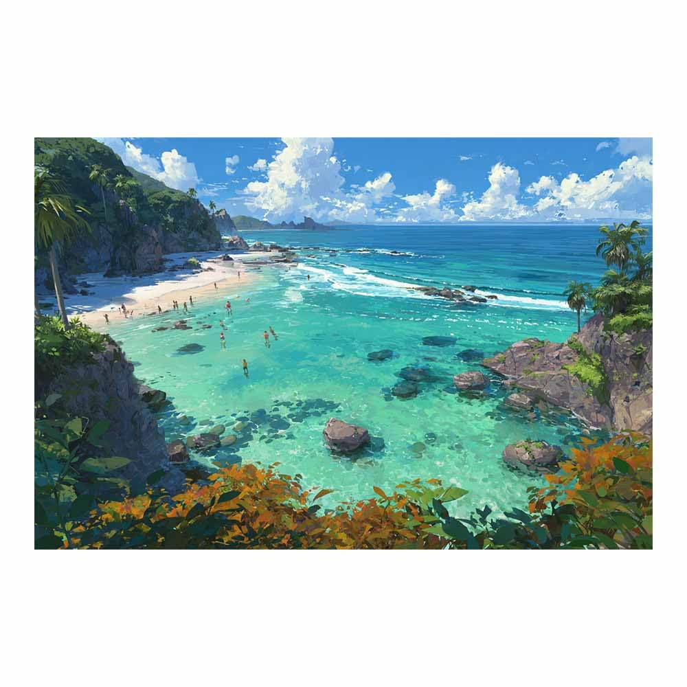 HOQIU Natural scenery wall art Vibrants Tropical Beaches es Scene decorative painting, wall art, for Living Room Bathroom Bedroom Kitchen Decoration.(Multicolor)-80x120cm Unframed