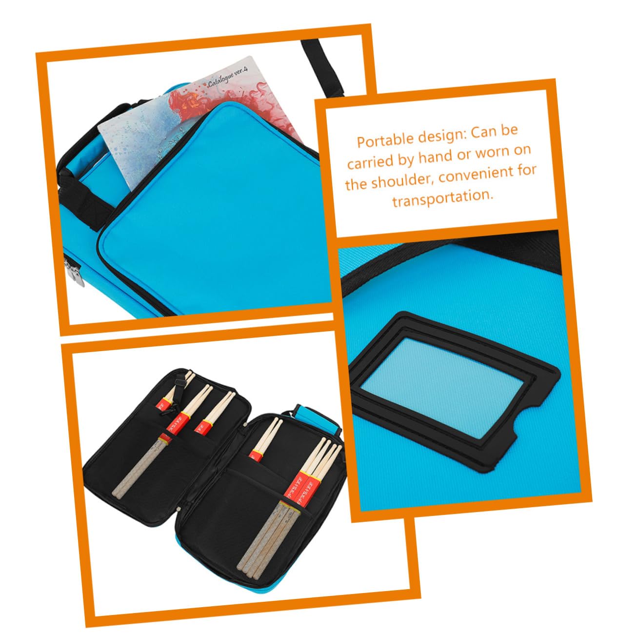 Gatuida Borsa Porta Bacchette in Oxford Spesso Resistente all Acqua Tracolla Ergonomica e Manico per Trasporto Comodo Capacità per Bacchette e Mallets Custodia Portatile per Musicisti