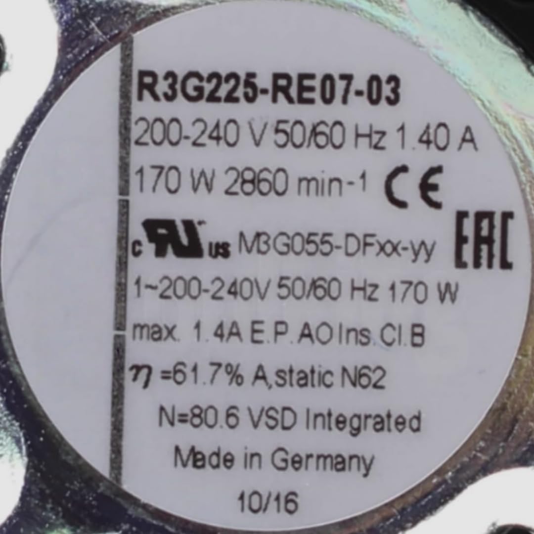 GJEXXPTST R3G225-RE07-03 200-240V 1.40A 170W 2860RPM Cooling Fan 225mm