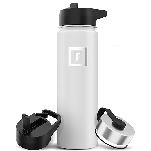 IRON °FLASK Sports Water Bottle - 22oz, 3 Lids (Straw Lid), Leak Proof - Stainless Steel Gym & Sport Bottles for Men, Women & Kids - Double Walled, Insulated Thermos, Metal Canteen