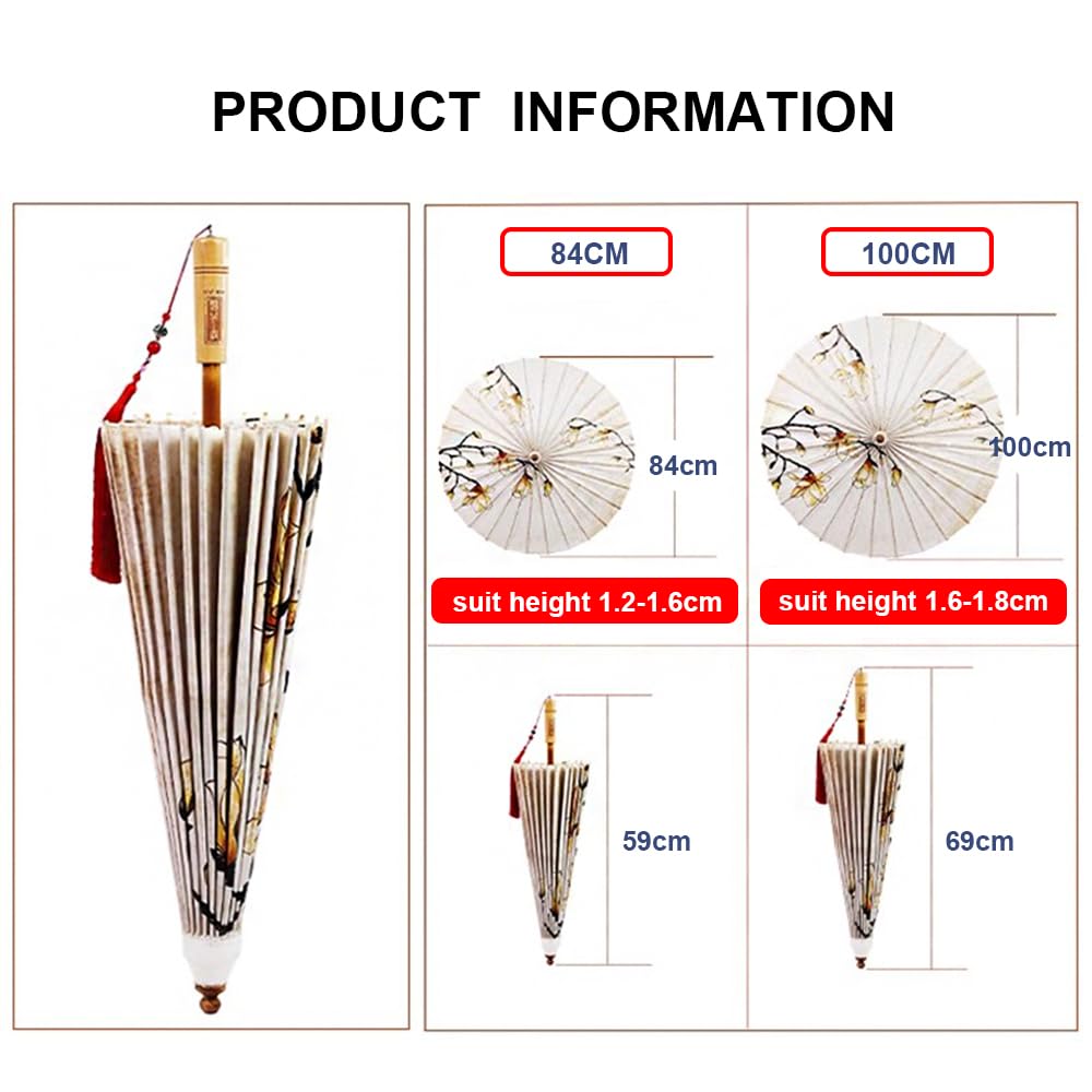 Sombrillas de parasol de papel, Sombrillas, sombrillas, accesorios de danza clásica, disfraces de fiesta y decoraciones de cosplay hechos a mano en papel al óleo chino clásico(100)