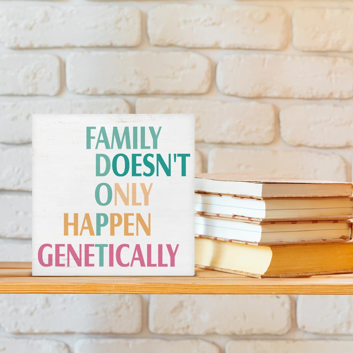 Adoption Gifts for Adoptive Parents Mom, Adoption Day Gift for Family, Adoptive Parents Gifts Family Doesn't Only Happen Genetically Wood Sign Decoration for Home Living Room Bedroom 5x5 Inch